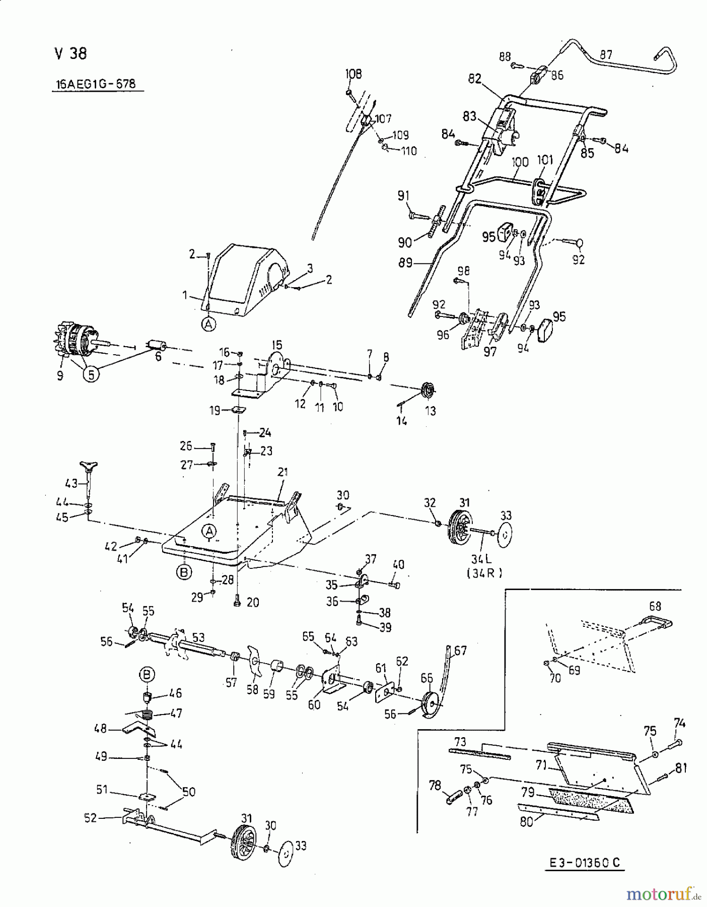  MTD Elektrovertikutierer V 38 16AEG1G-678  (2001) Grundgerät