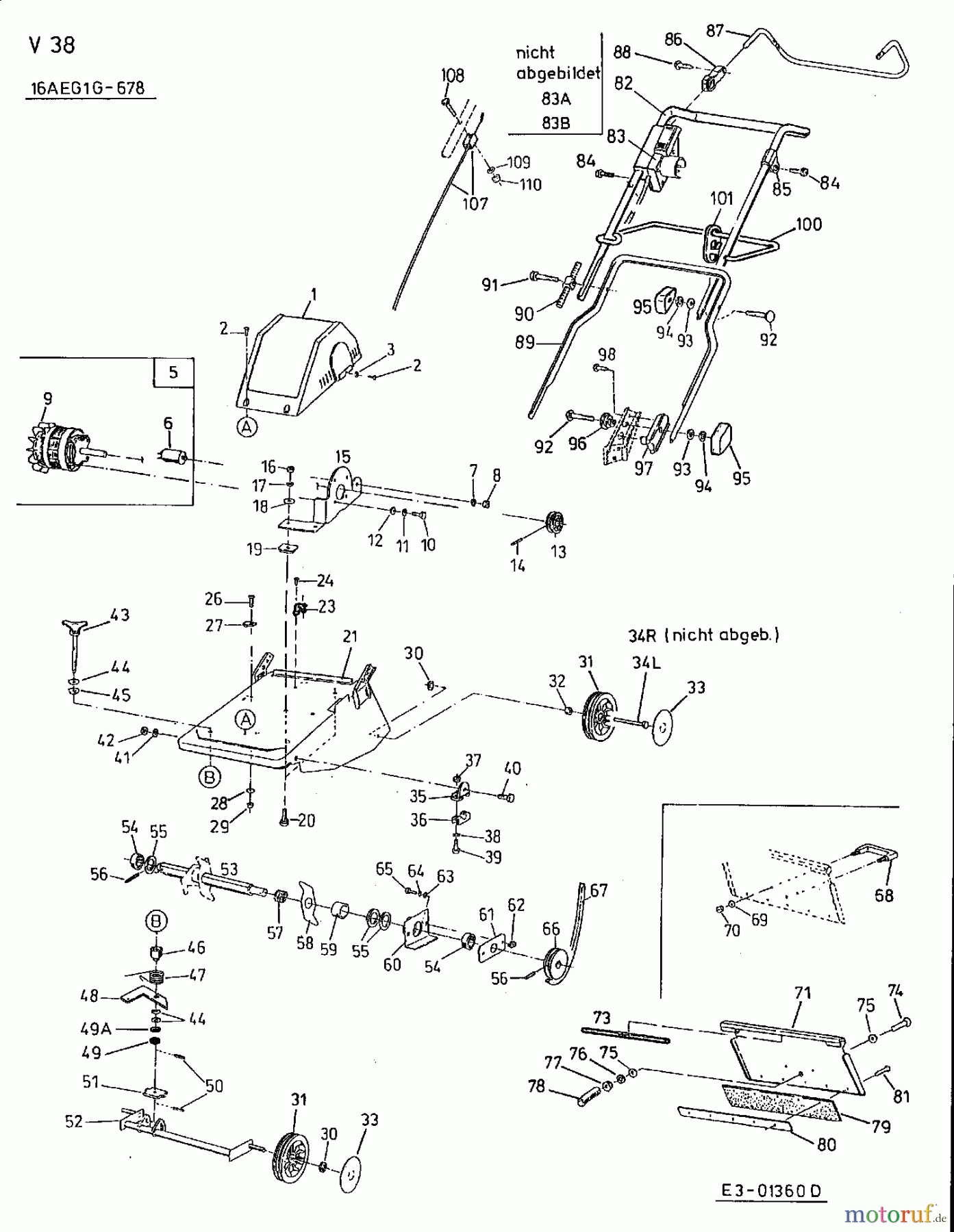  MTD Elektrovertikutierer V 38 16AEG1G-678  (2002) Grundgerät