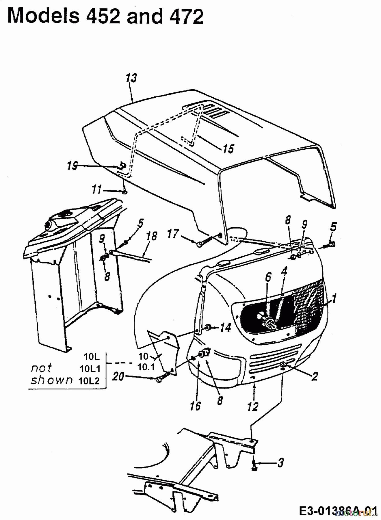  Raiffeisen Rasentraktoren RMS 12-81 13B1452D628  (1998) Motorhaube 2-Style