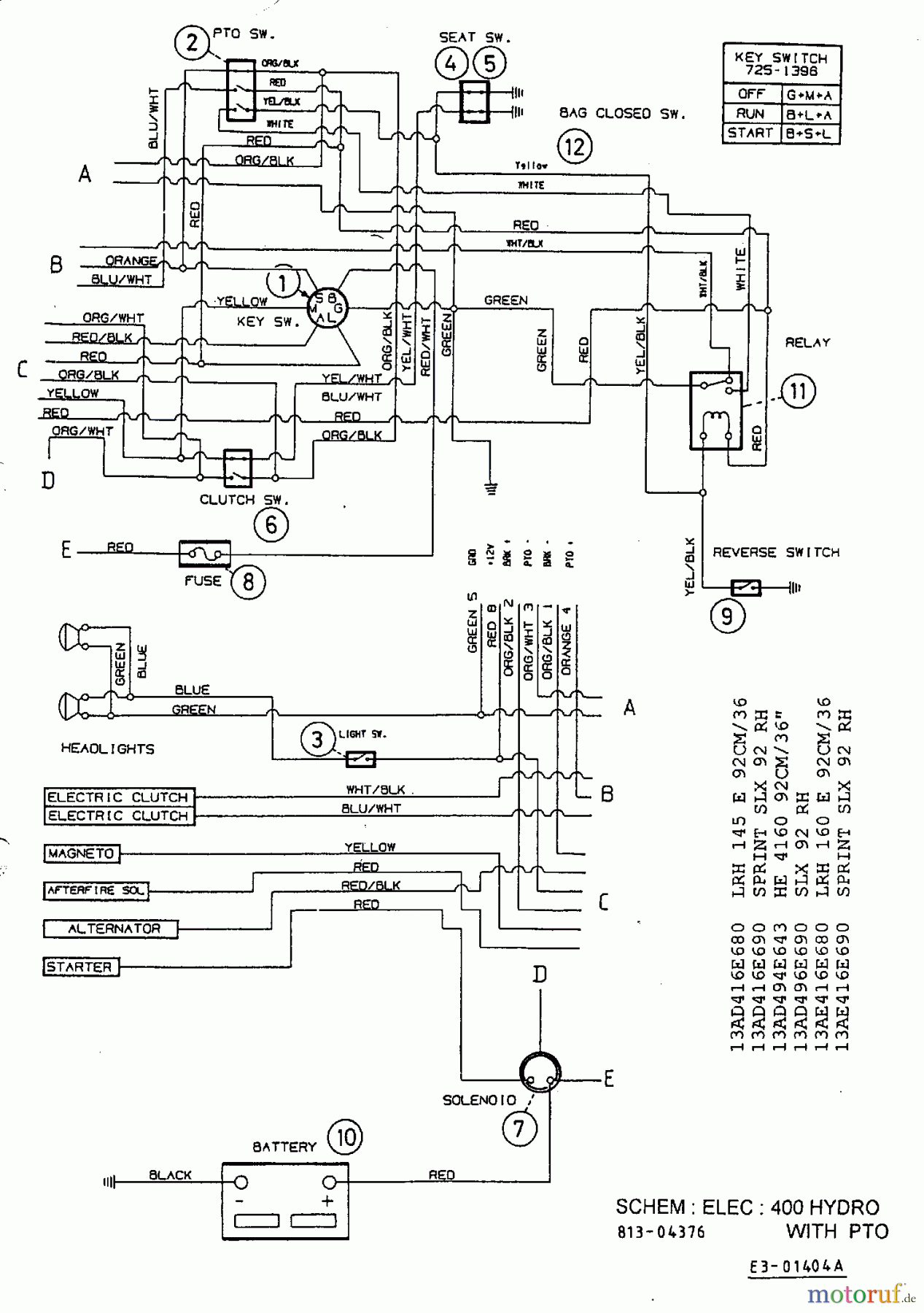  MTD Rasentraktoren H 145 13AP418F678  (2003) Schaltplan
