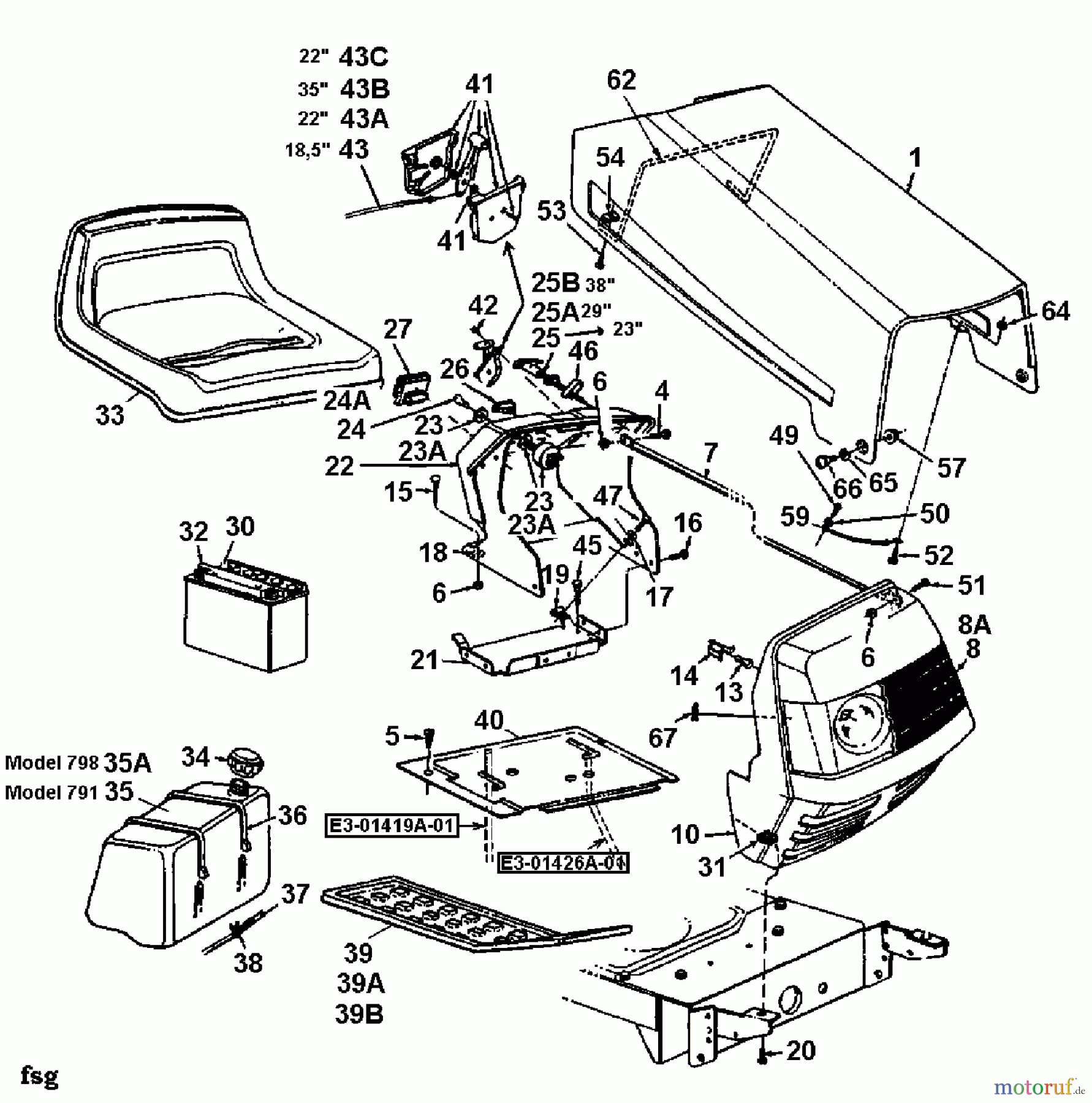  Yard-Man ältere Modelle Rasentraktoren HN 7180 13DT794N643  (2001) Motorhaube 1-Style