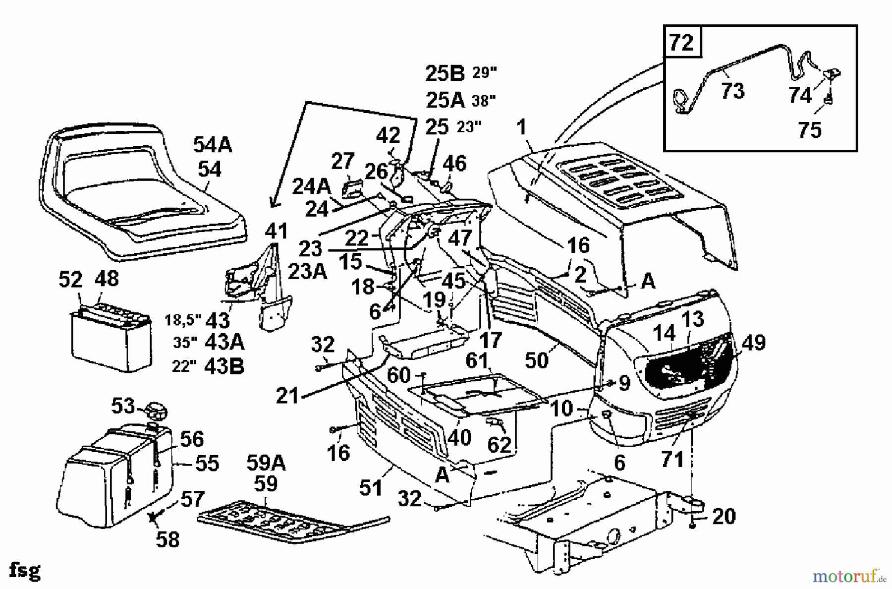  Raiffeisen Rasentraktoren RMH 18-102 H 13CT793N628  (2000) Motorhaube 3-Style