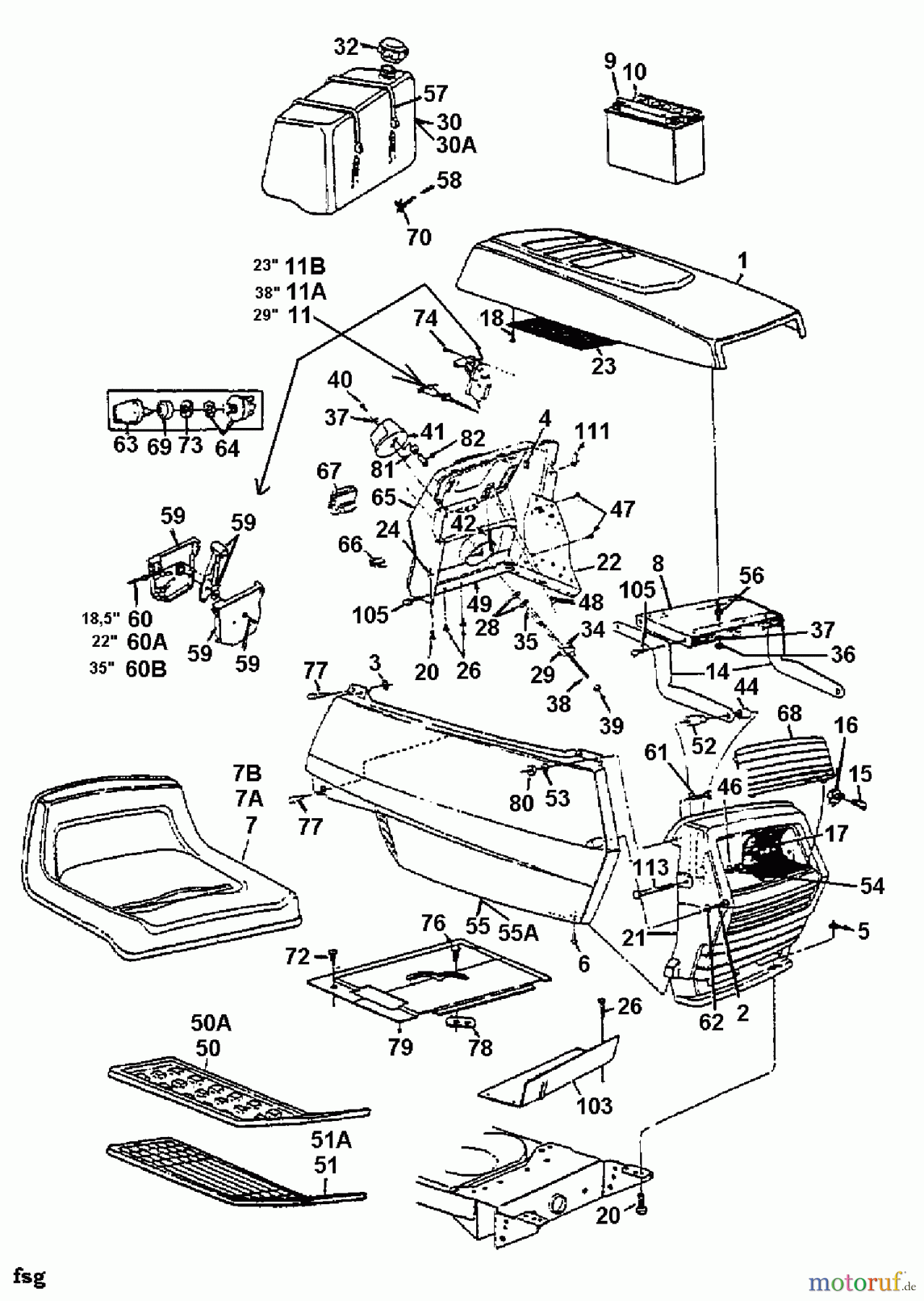  White Rasentraktoren EH/180 13BT796N679  (1998) Motorhaube 6-Style