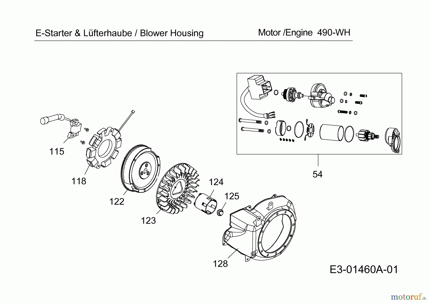  MTD-Motoren MTD horizontal 490-WH 752Z490-WH  (2013) Schwungrad, Zündspule, E-Starter