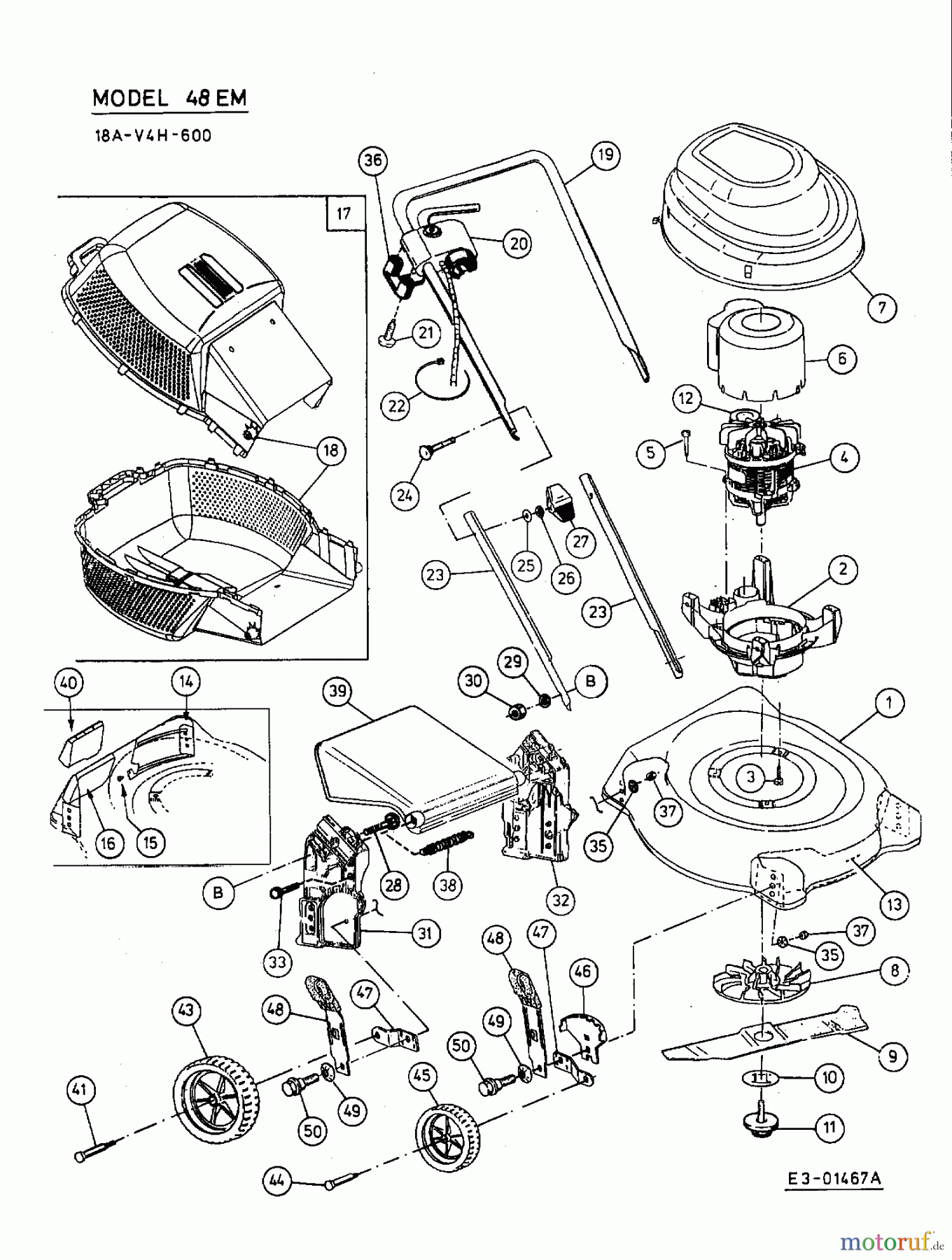  MTD Elektromäher 48 EM 18A-V4H-600  (2001) Grundgerät