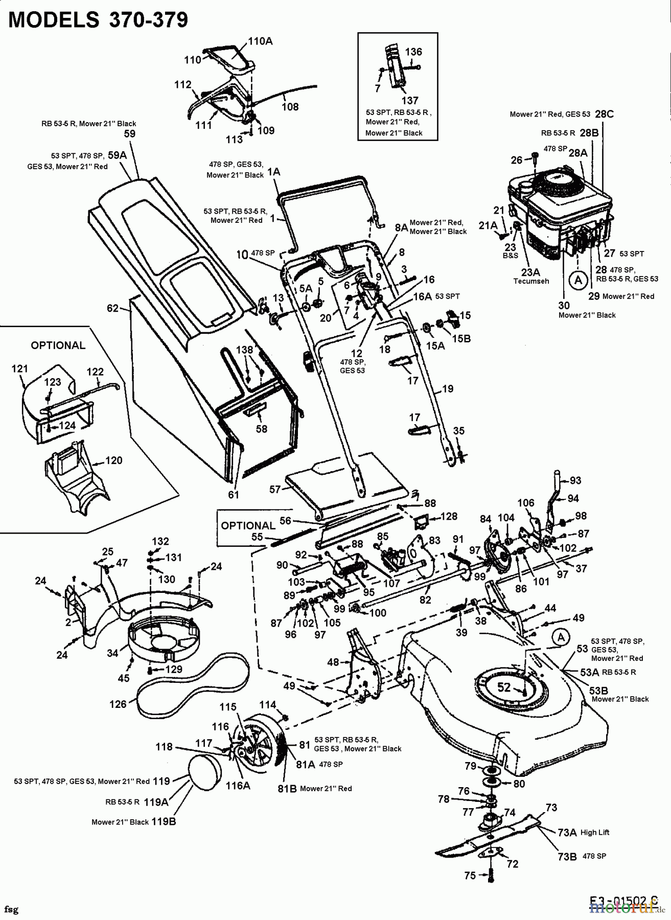  MTD Motormäher mit Antrieb 53 SPT 12A-373N600  (2002) Grundgerät