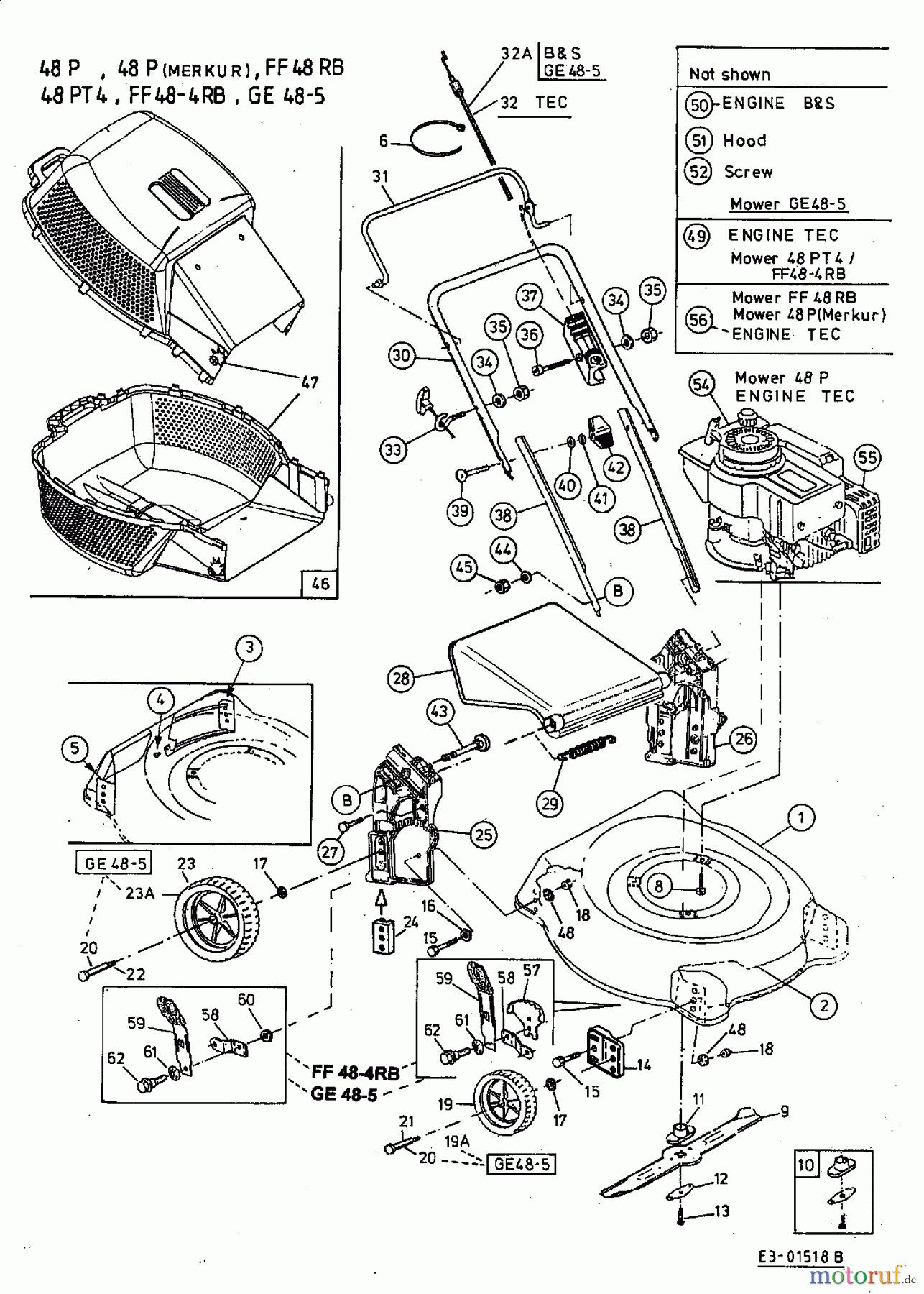  MTD Motormäher FF 48 RB 11A-V01A665  (2002) Grundgerät