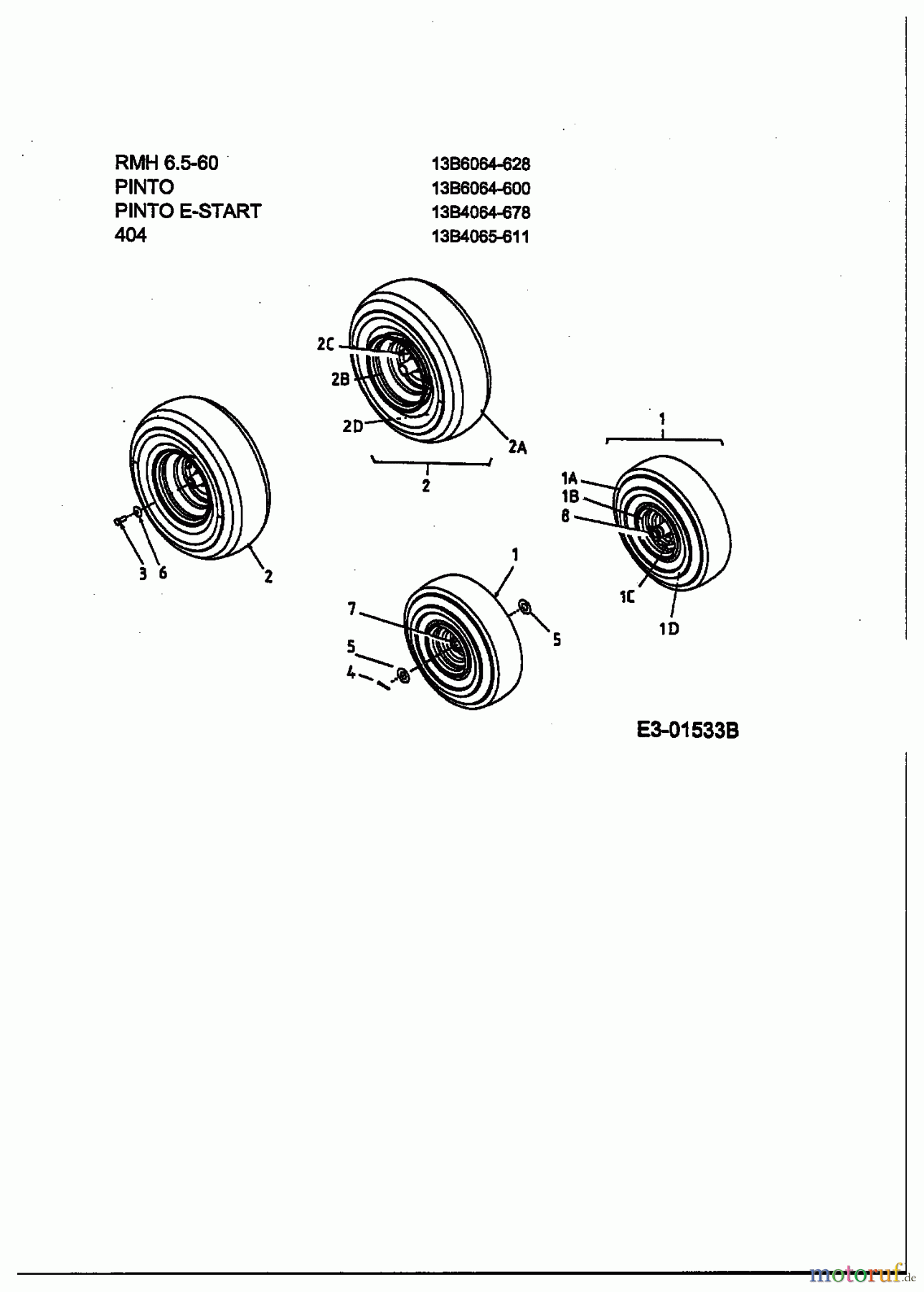  MTD Rasentraktoren Pinto E-Start 13B4065-678  (2003) Räder