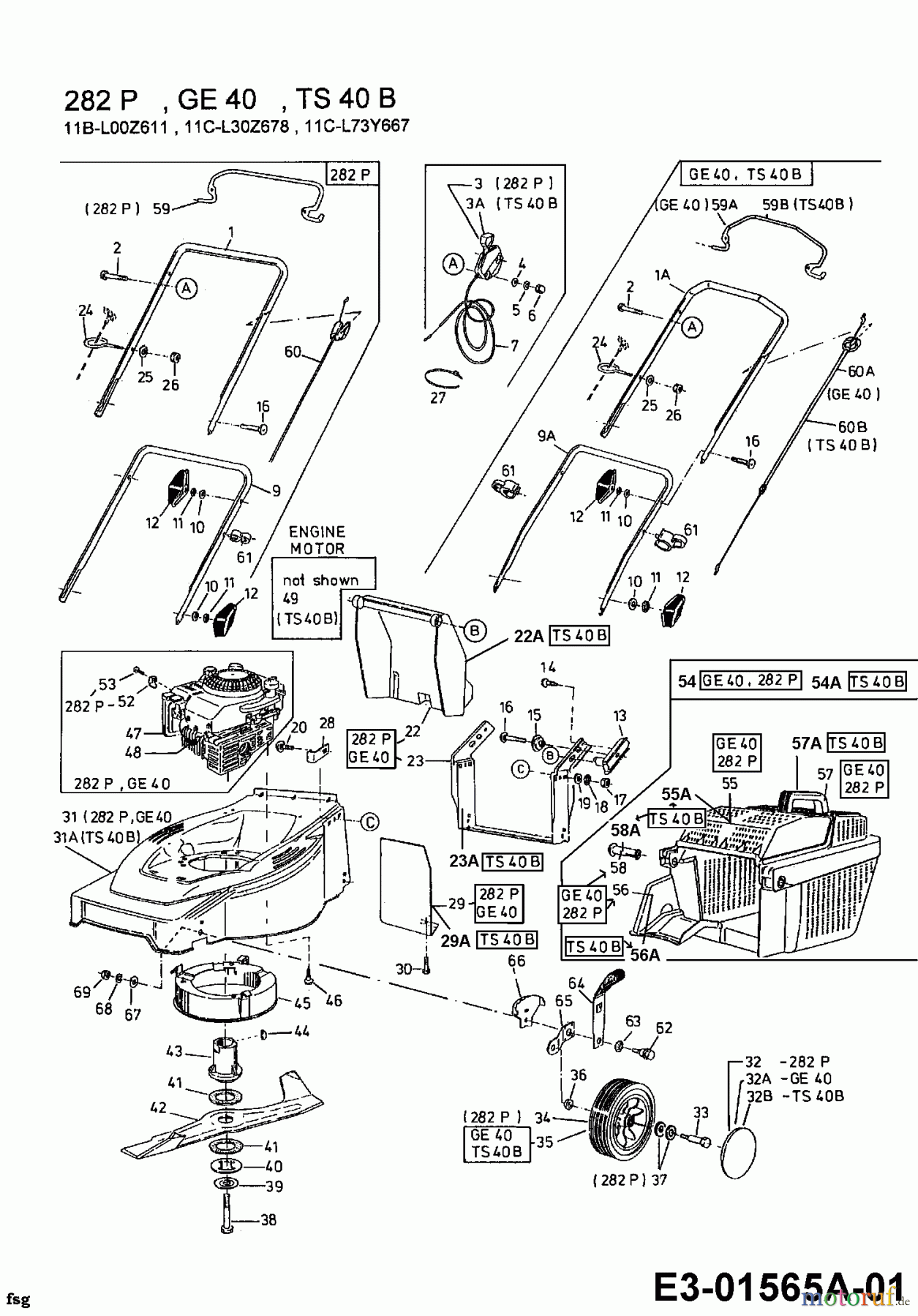  Lawnflite Motormäher 282 P 11B-L00Z611  (2001) Grundgerät