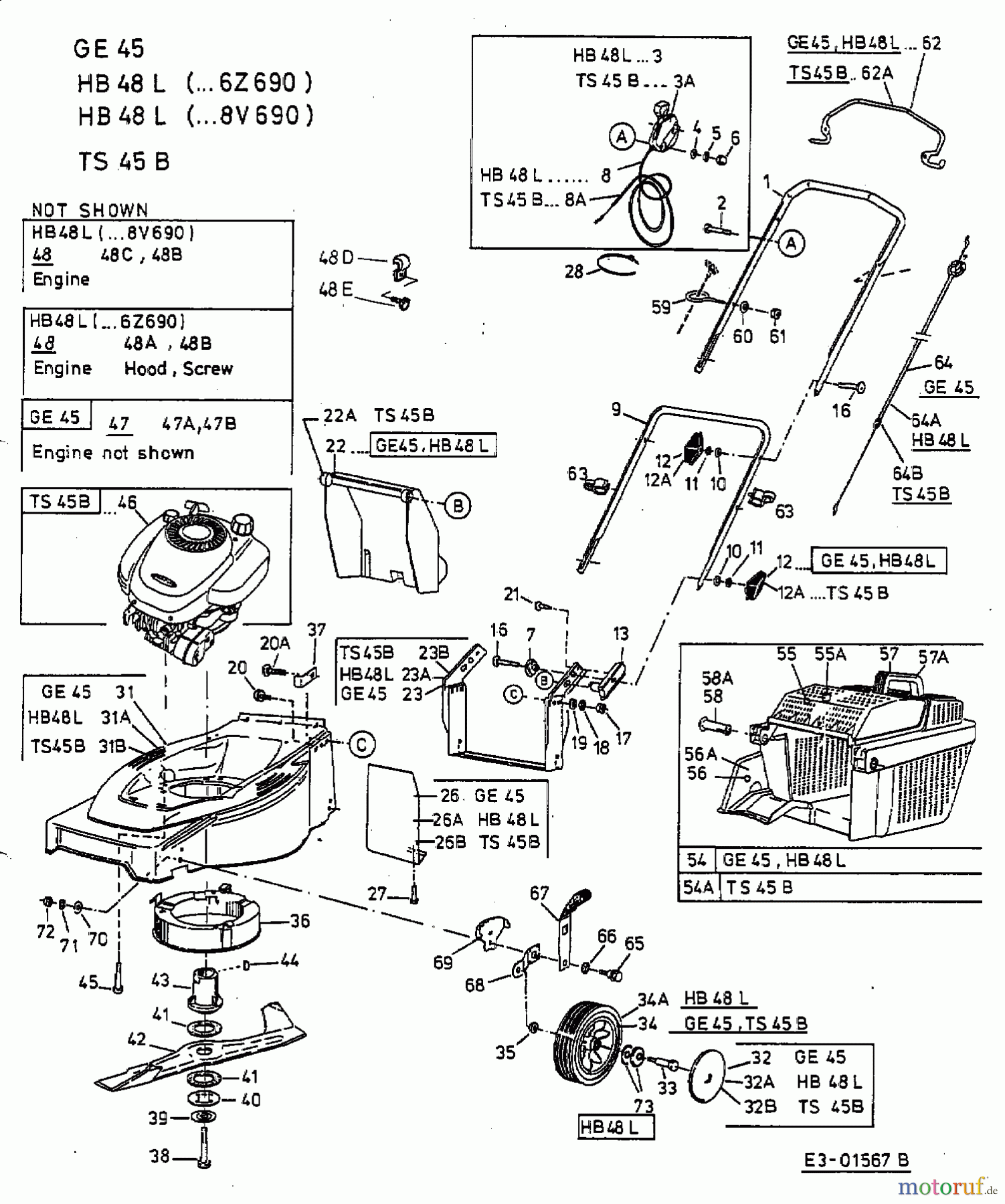  Gutbrod ältere Modelle Motormäher HB 48 L 11C-T38V690  (2002) Grundgerät