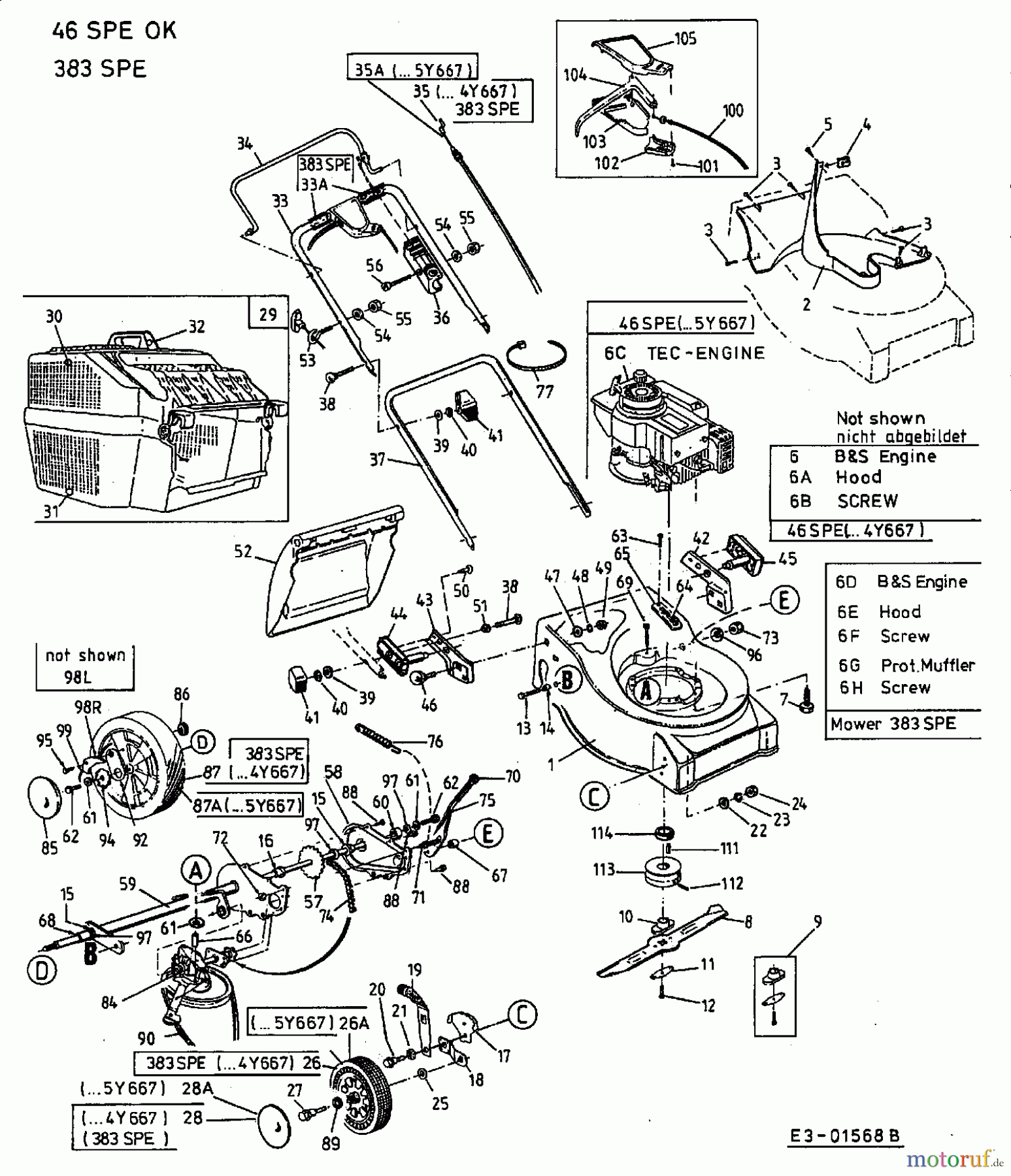  Lawnflite Motormäher mit Antrieb 383 SPE 12CE618K611  (2002) Grundgerät
