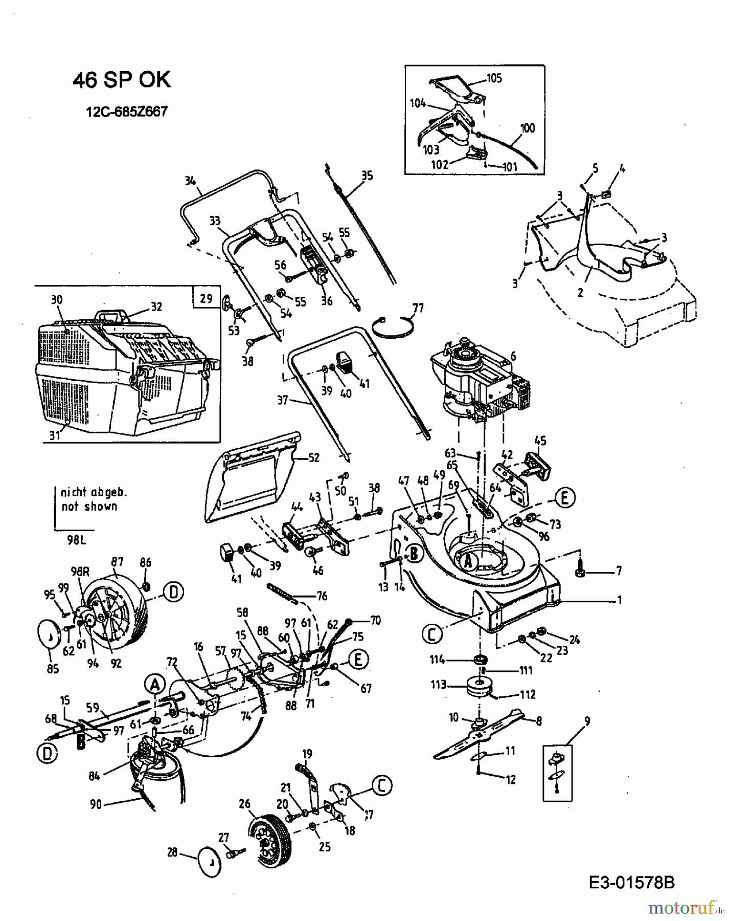  Ok Tondeuse thermique tractée 46 SP 12C-685Z667  (2003) Machine de base