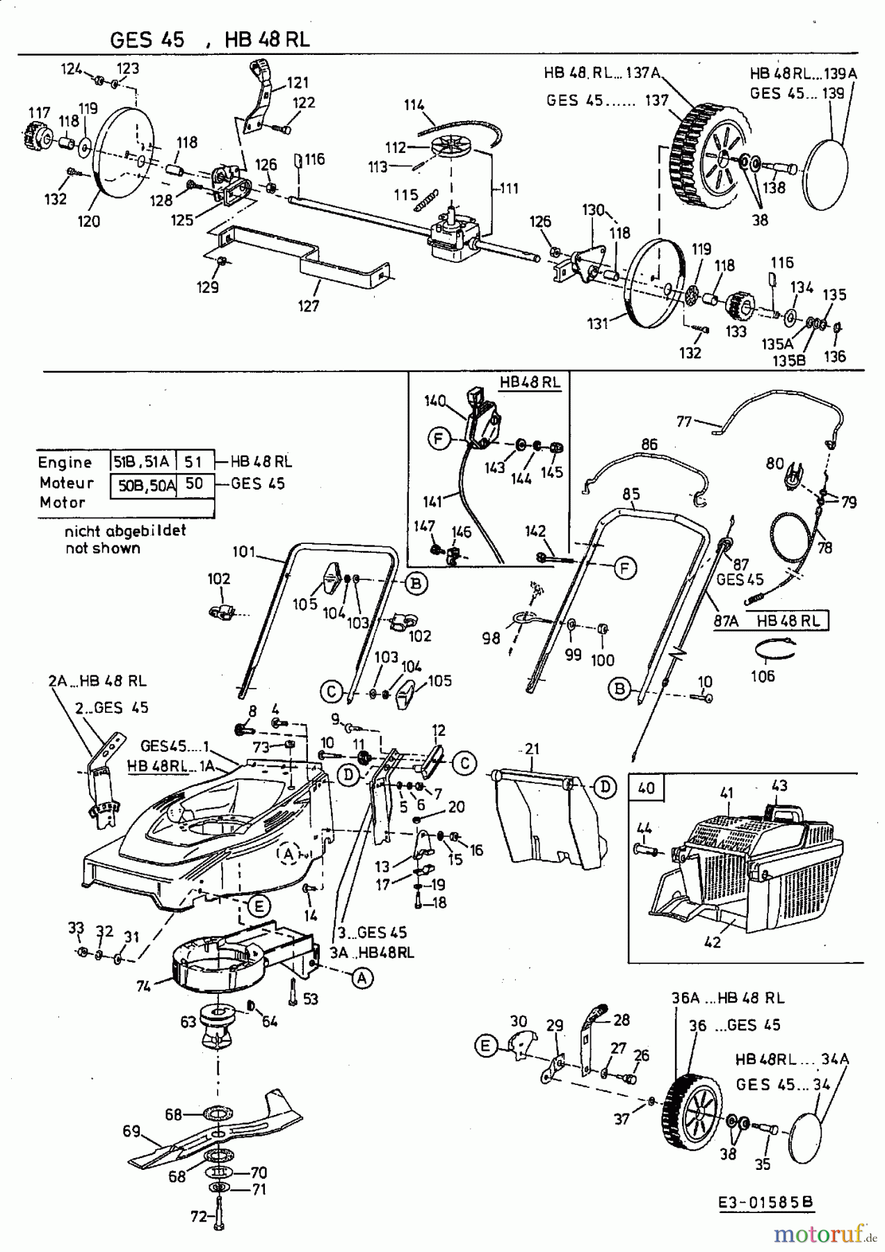  MTD Motormäher mit Antrieb GES 45 12C-T34Z678  (2002) Grundgerät