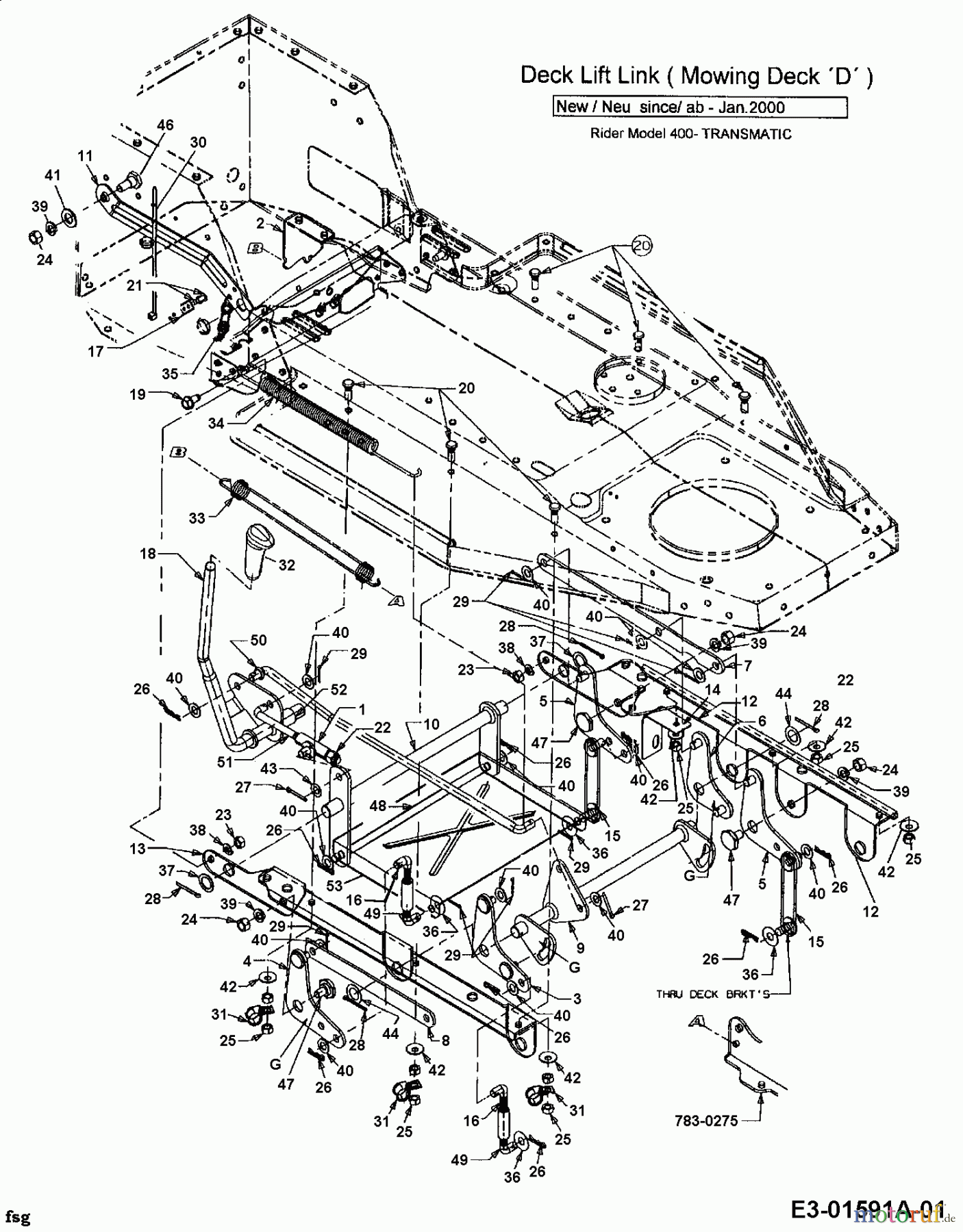  MTD Rasentraktoren B 13 13AA470F600  (2000) Mähwerksaushebung