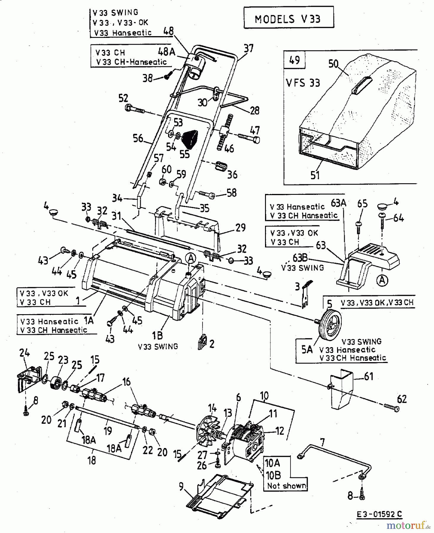  MTD Elektrovertikutierer V 33 16AEA1D-600  (2003) Grundgerät