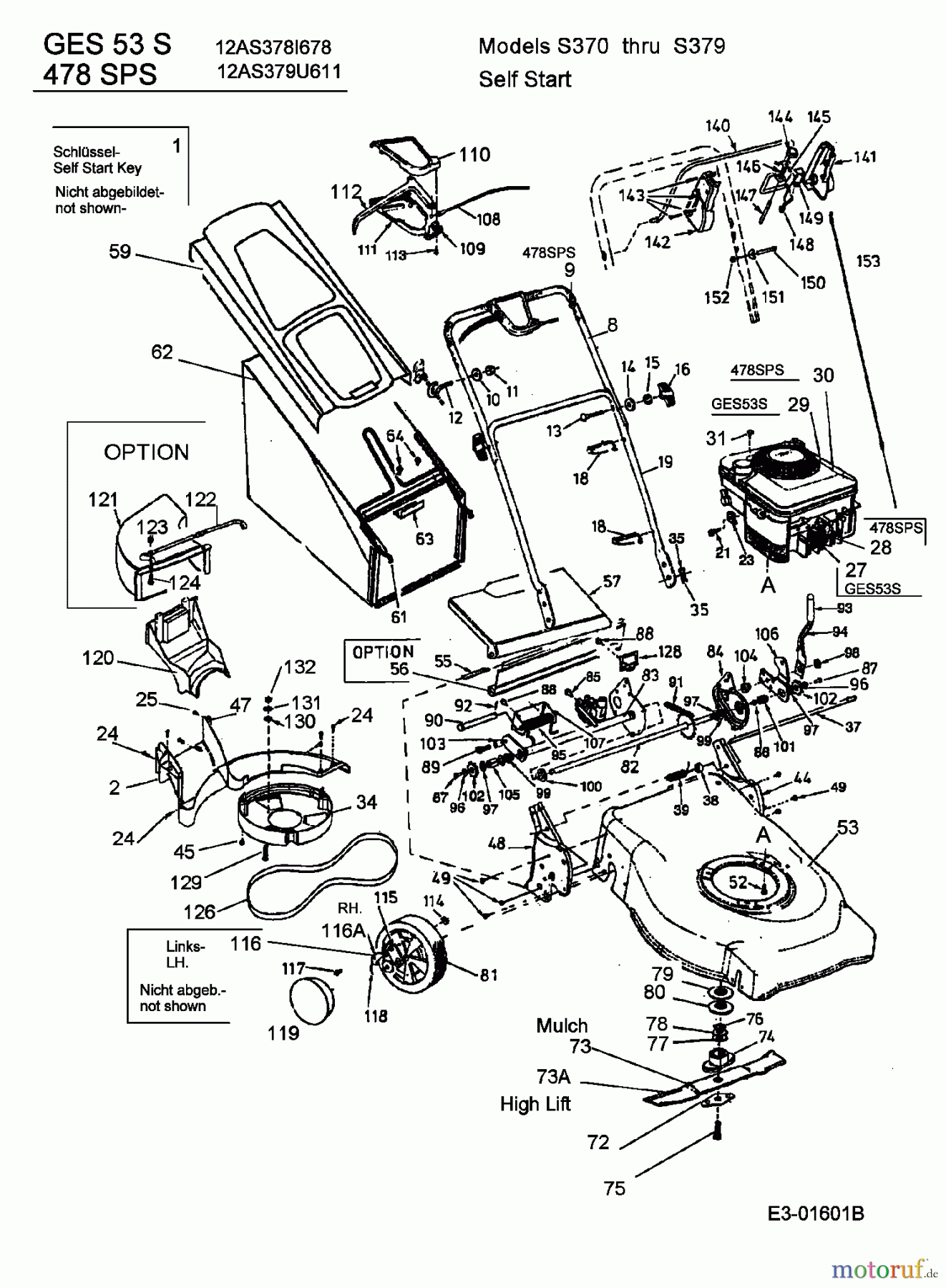  MTD Motormäher mit Antrieb GES 53 S 12AS378I678  (2003) Grundgerät