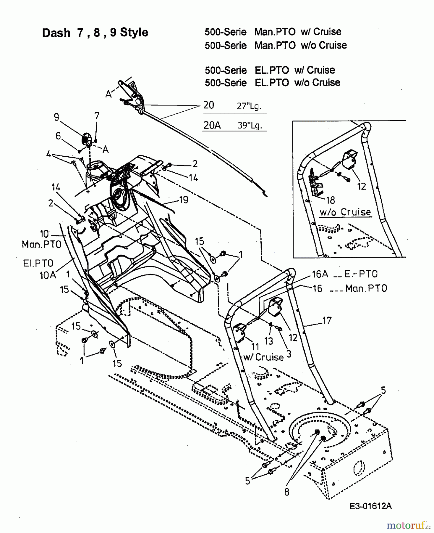  MTD ältere Modelle Rasentraktoren SN 210 A 13BT508N678  (2003) Armaturenbrett