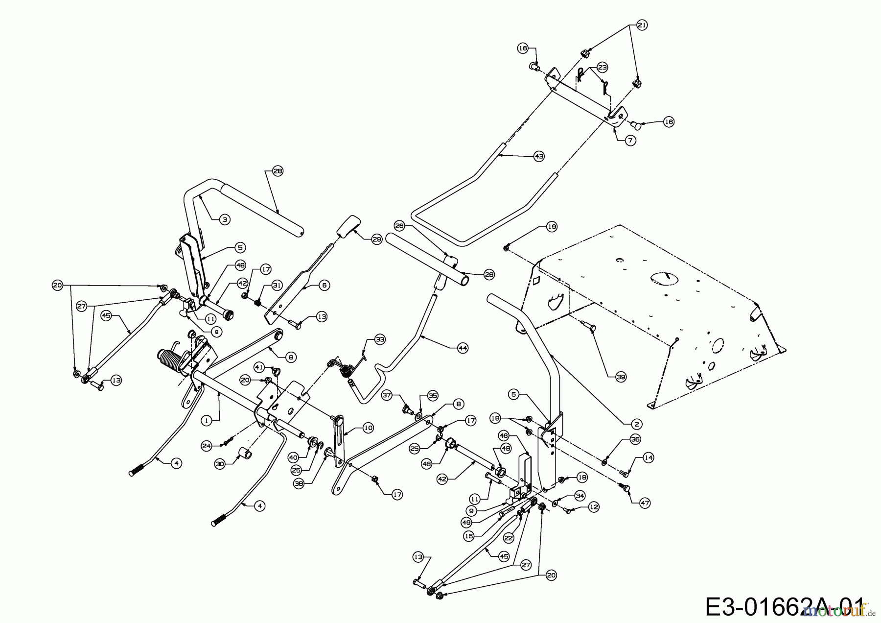  Troy-Bilt Zero Turn Mustang XP 50 17BF2ACP066  (2011) Lenkung, Mähwerksaushebung