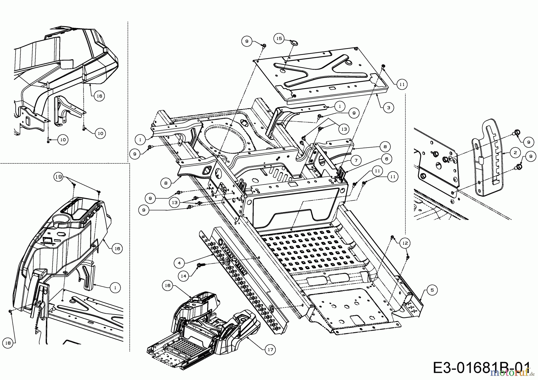  Troy-Bilt Zero Turn Colt XP 42 17ARCACS309  (2015) Sitzträger, Verkleidung