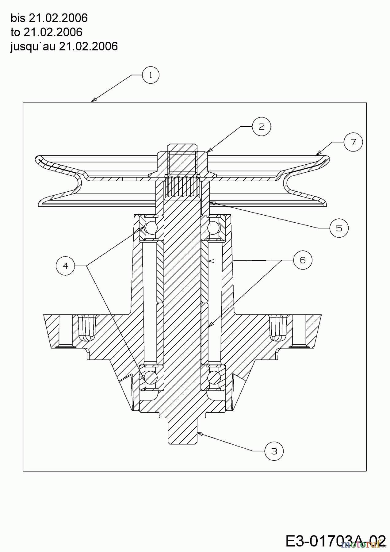  Cub Cadet Rasentraktoren CC 1020 13AE11CG603  (2006) Messerspindel 618-0624 bis 21.02.2006