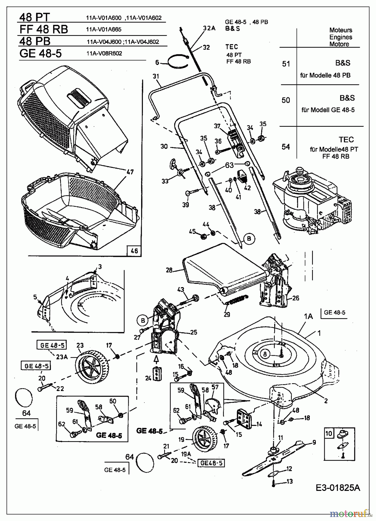  MTD Motormäher FF 48 RB 11A-V01A665  (2003) Grundgerät