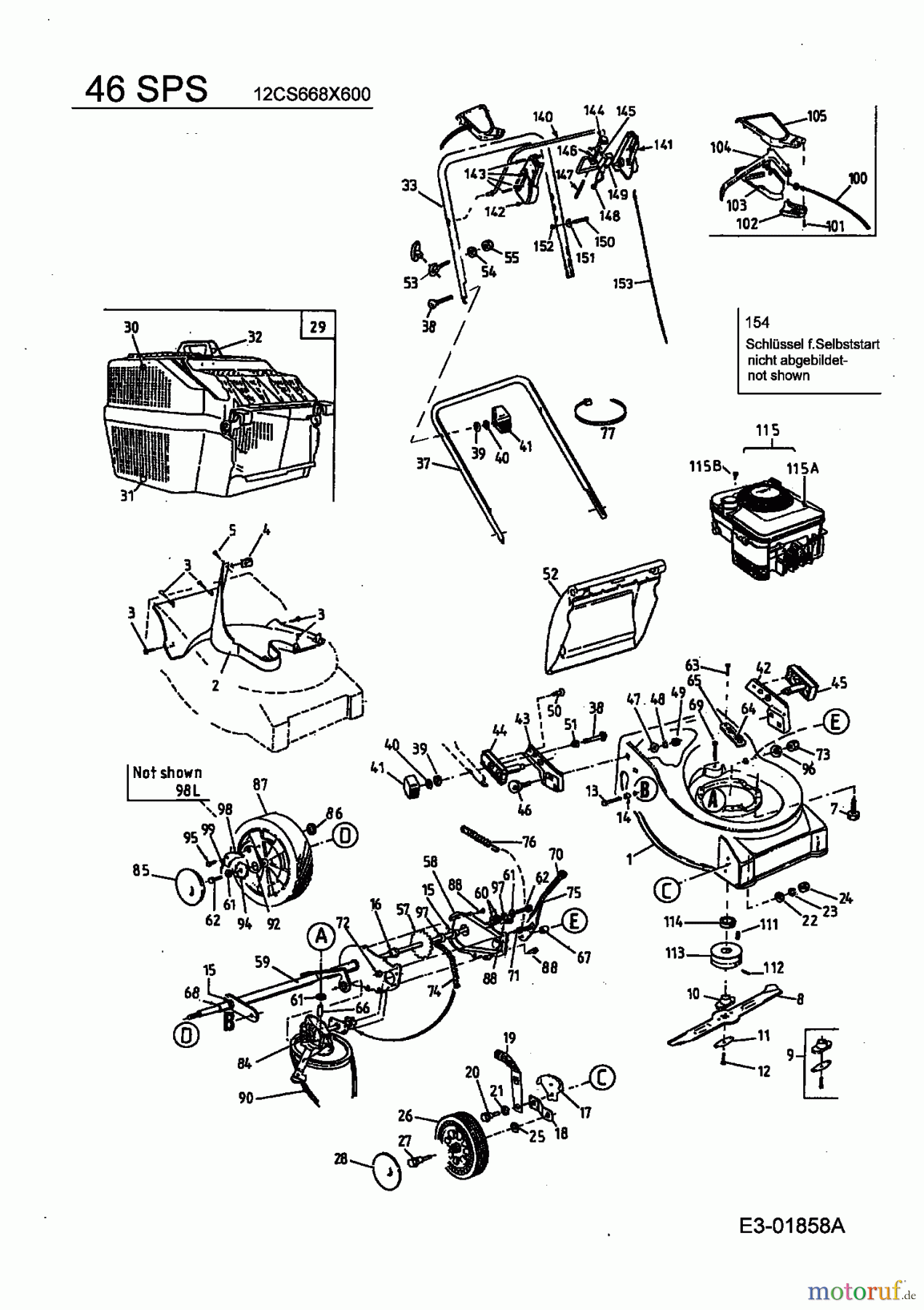  MTD Motormäher mit Antrieb 46 SPS 12CS668X600  (2003) Grundgerät