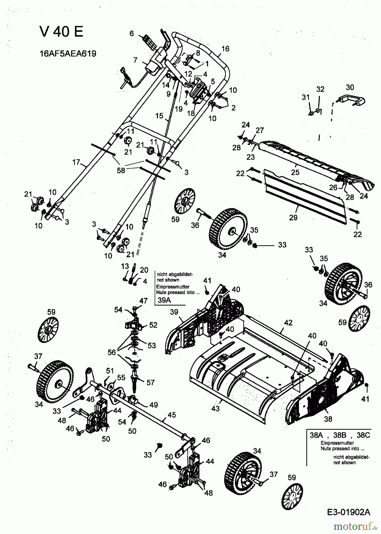  Fleurelle Elektrovertikutierer V 40 E 16AF5AEA619  (2004) Holm, Räder