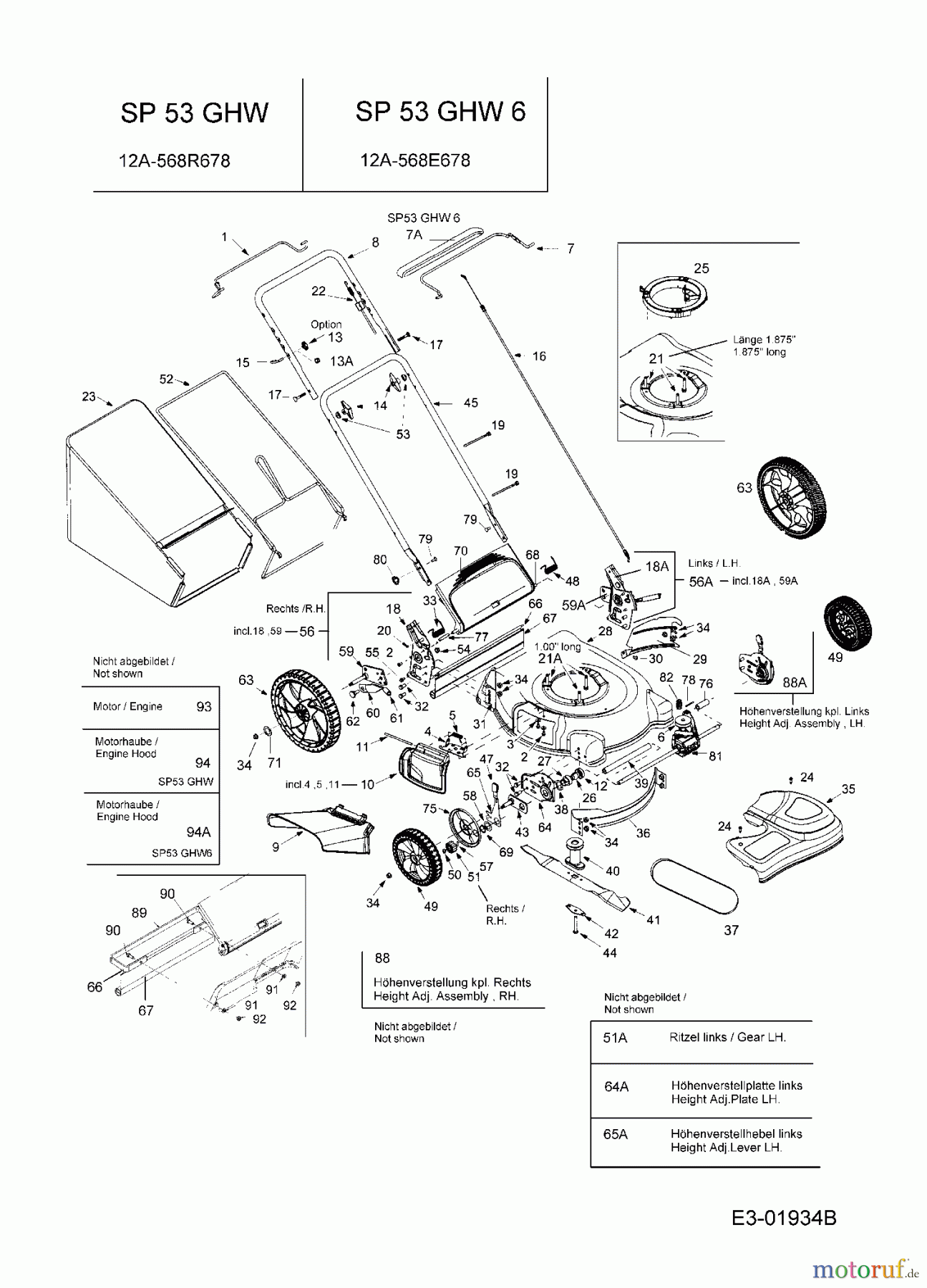  MTD Motormäher mit Antrieb SP 53 GHW 6 12A-568E678  (2005) Grundgerät