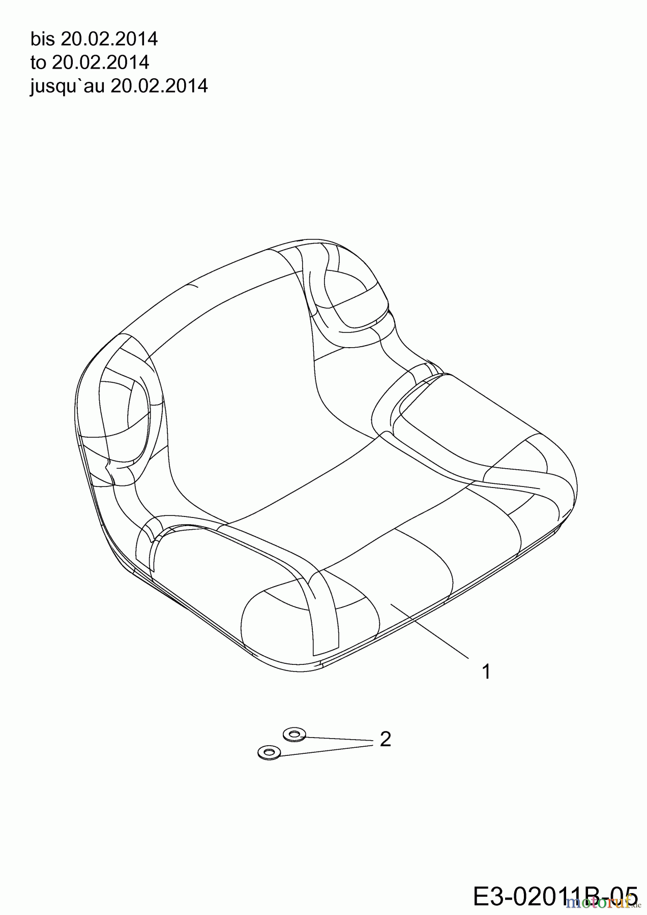  MTD Rasentraktoren DL 96 H 13H2795F676  (2014) Sitz bis 20.02.2014