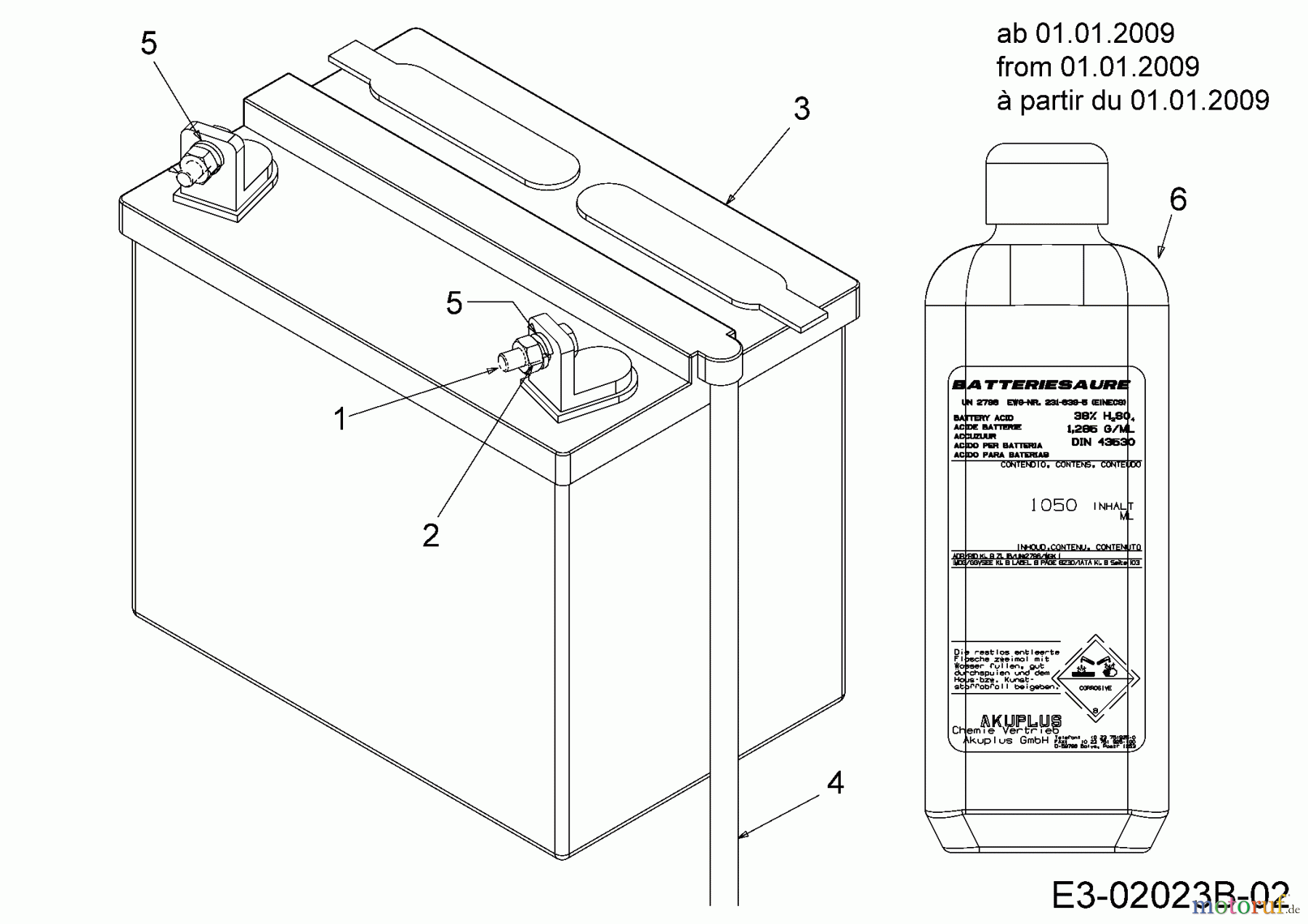 Black Edition Rasentraktoren 180-107 13AT777G615 (2009) Batterie ab 01.01.2009