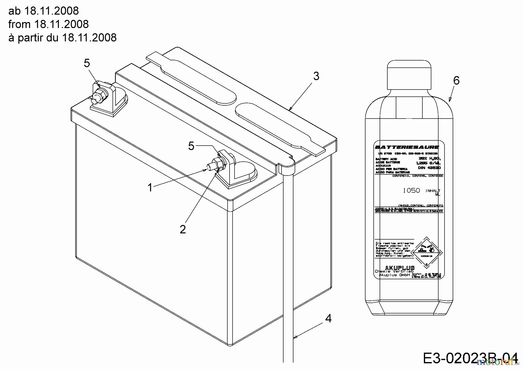 MTD Rasentraktoren Rasentrac 107 H 13AT793G626 (2009) Batterie ab 18.11.2008