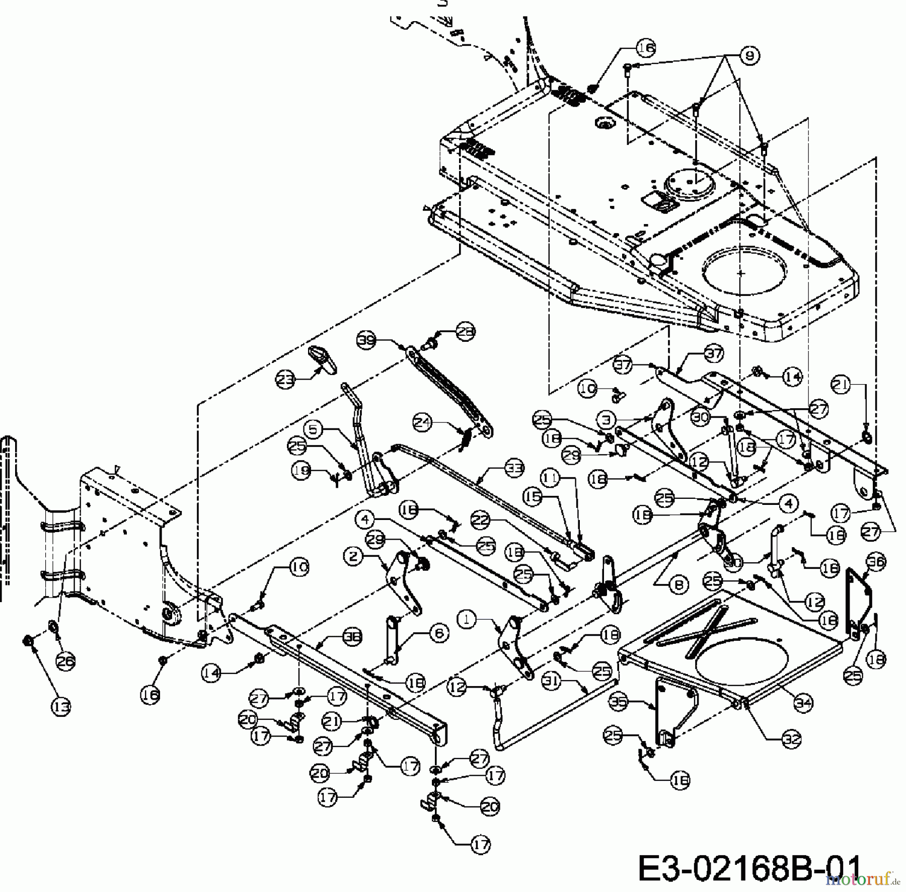 Bolens Rasentraktoren T 125/36 RD 13DH471E684  (2007) Mähwerksaushebung