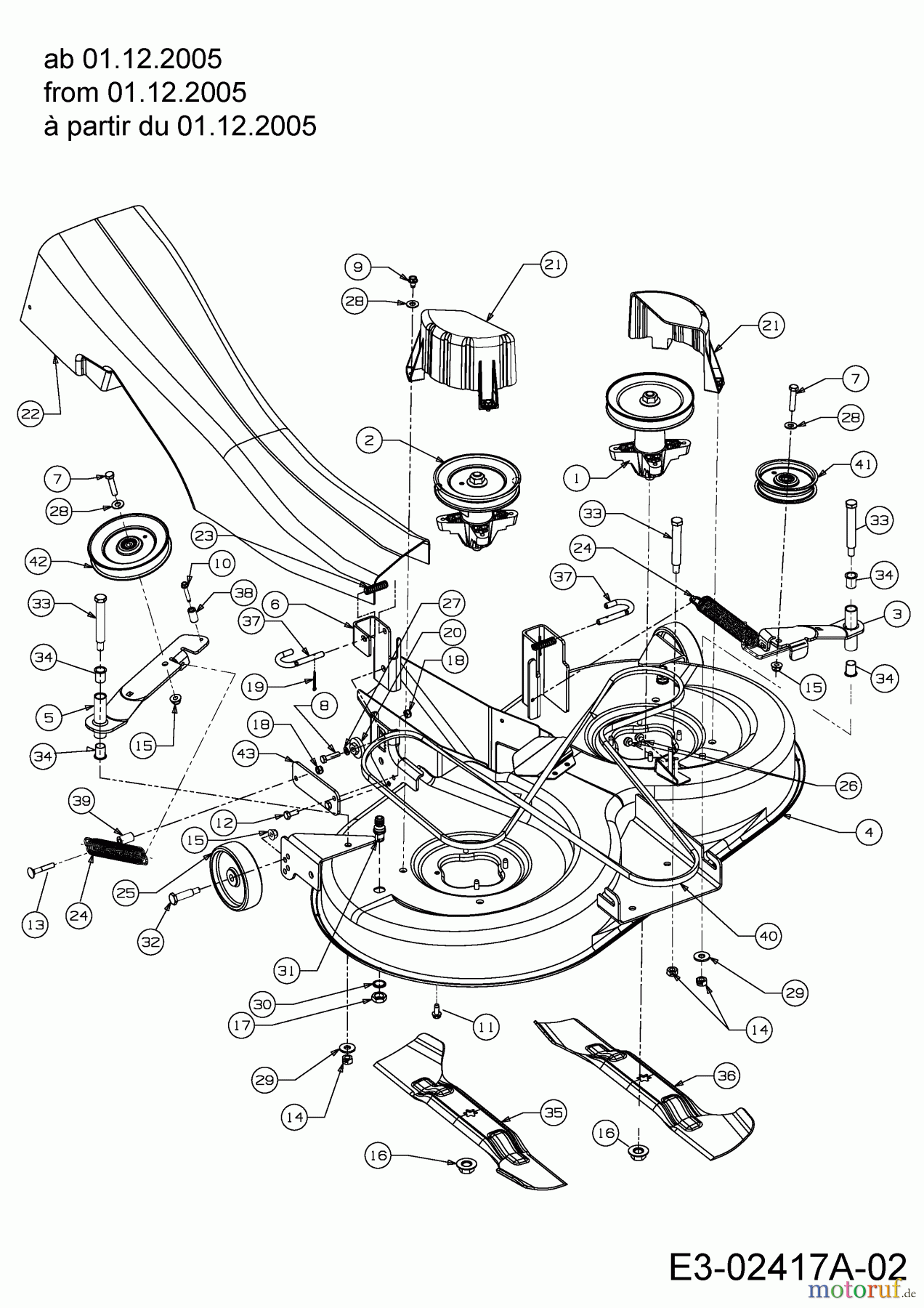  Cub Cadet Rasentraktoren CC 1020 RD 13AE51CN603  (2006) Mähwerk N (41