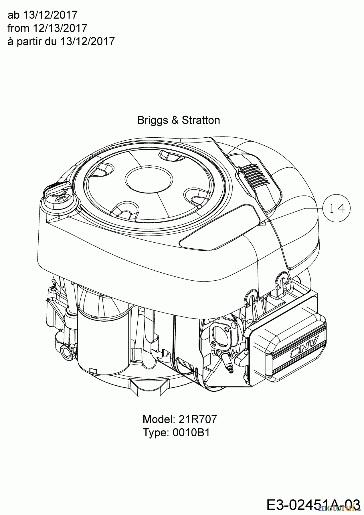  MTD Rasentraktoren 115/92 B 13IH761E600  (2018) Motor Briggs & Stratton bis 13/12/2017