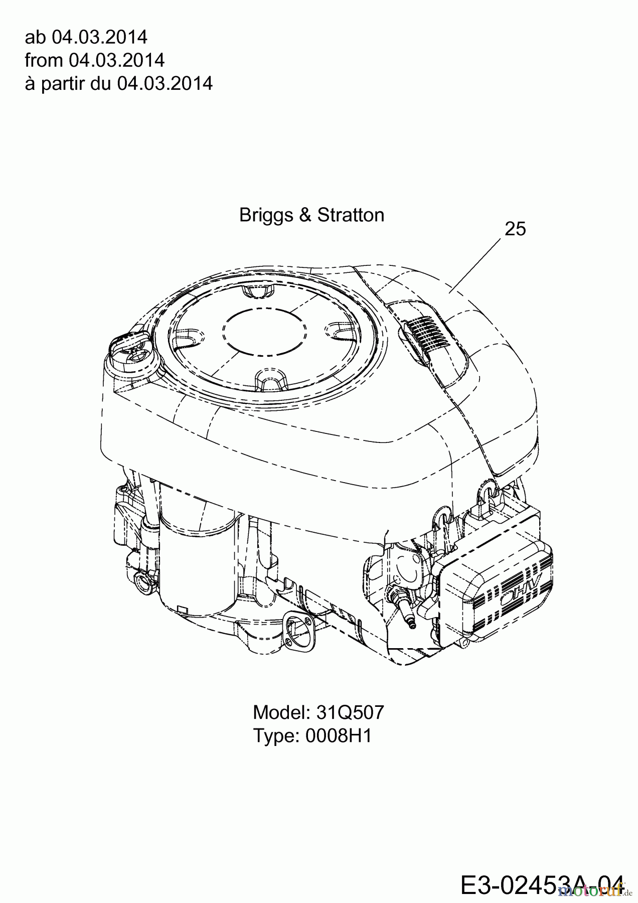  MTD Rasentraktoren LTEX 96 T 13HM76KF682  (2014) Motor Briggs & Stratton ab 04.03.2014