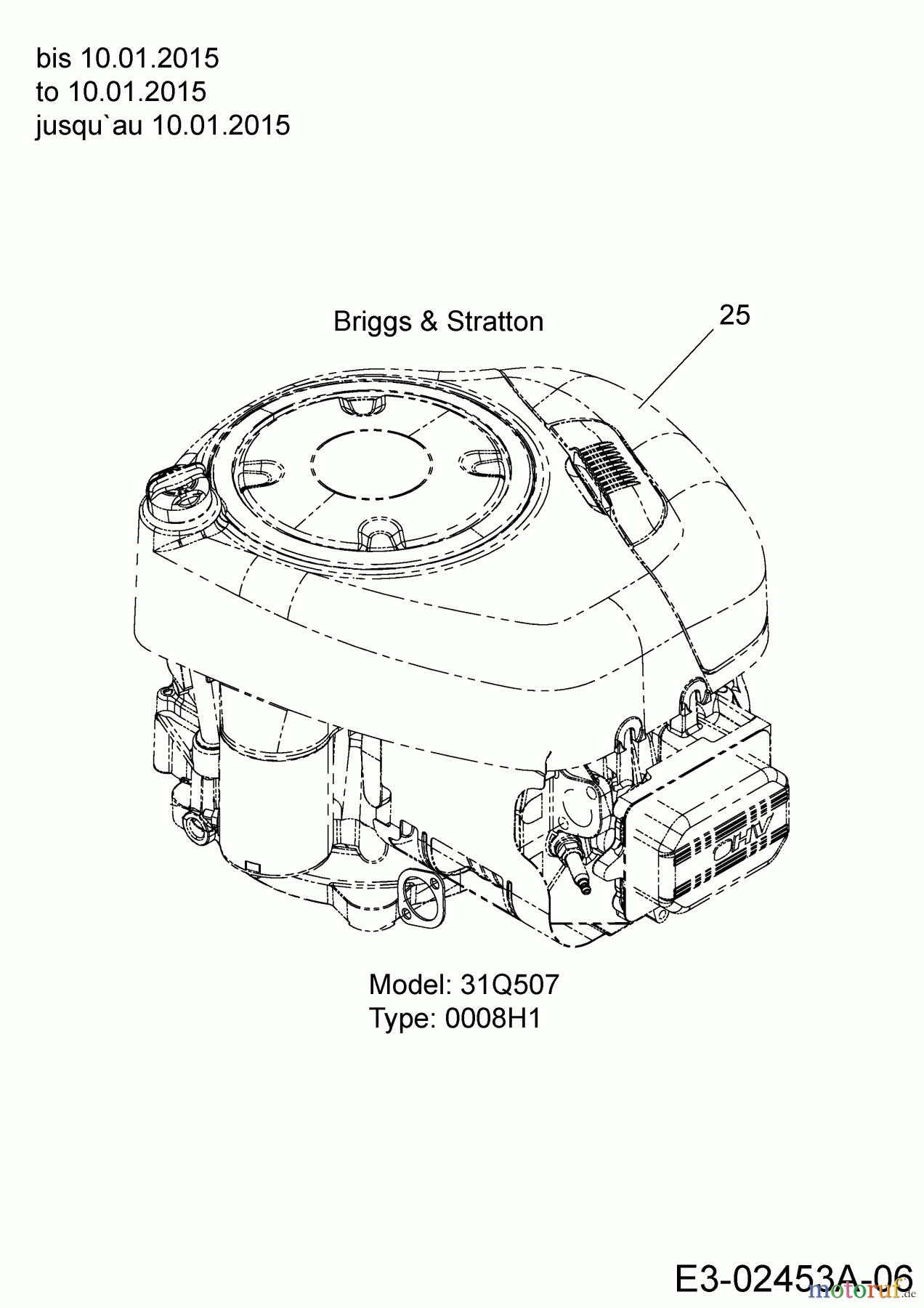 MTD Rasentraktoren Smart RG 145 13HM76KG600  (2015) Motor Briggs & Stratton bis 10.01.2015