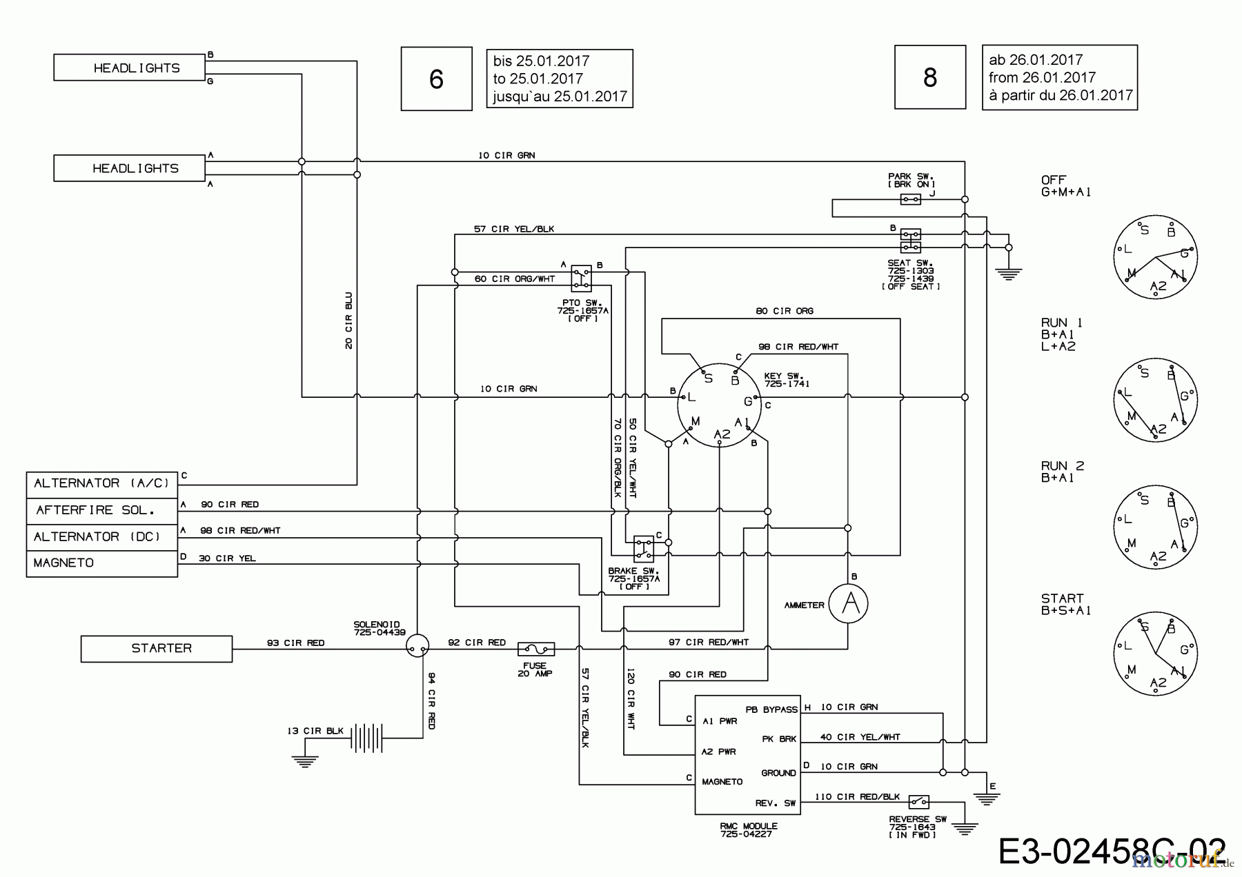  MTD Rasentraktoren 20/42 13BT77KS308  (2018) Schaltplan