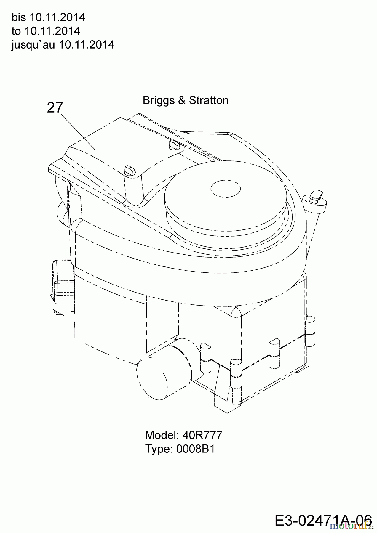  Masport Rasentraktoren HVT 4200 13AT93GS319  (2015) Motor Briggs & Stratton bis 10.11.2014