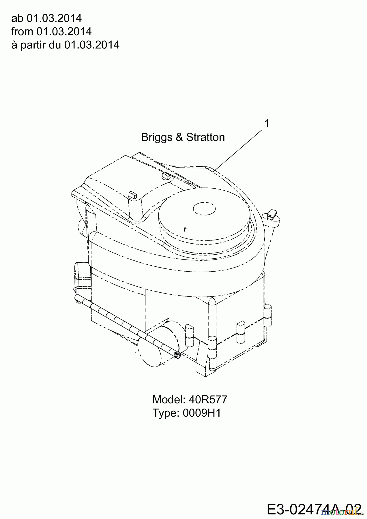  Wolf-Garten Rasentraktoren Blue Power 92.160 H 13HT71RE650  (2014) Motor Briggs & Stratton ab 01.03.2014