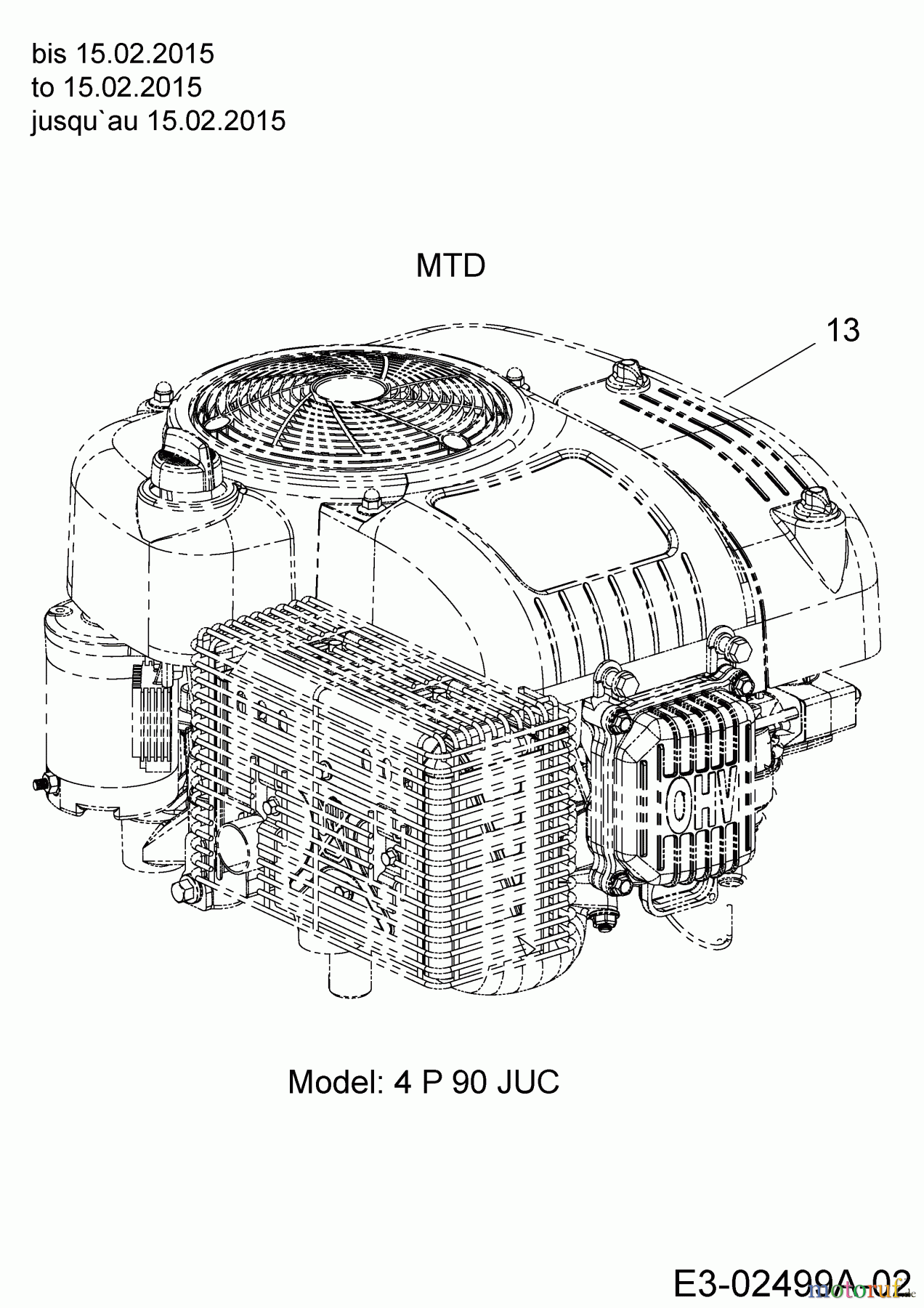  MTD Rasentraktoren 420/38 13A2765F308  (2015) Motor MTD bis 15.02.2015