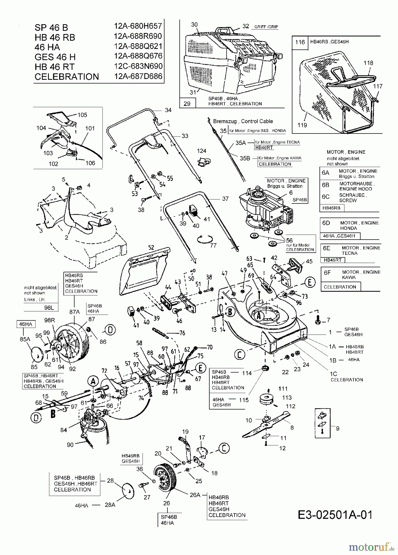  Hanseatic Motormäher mit Antrieb 46 HA 12A-688Q621  (2005) Grundgerät