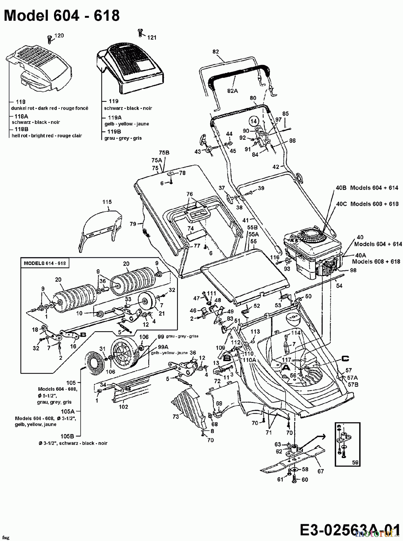  MTD Tondeuse thermique GE 46 X 116-604A678  (1996) Machine de base