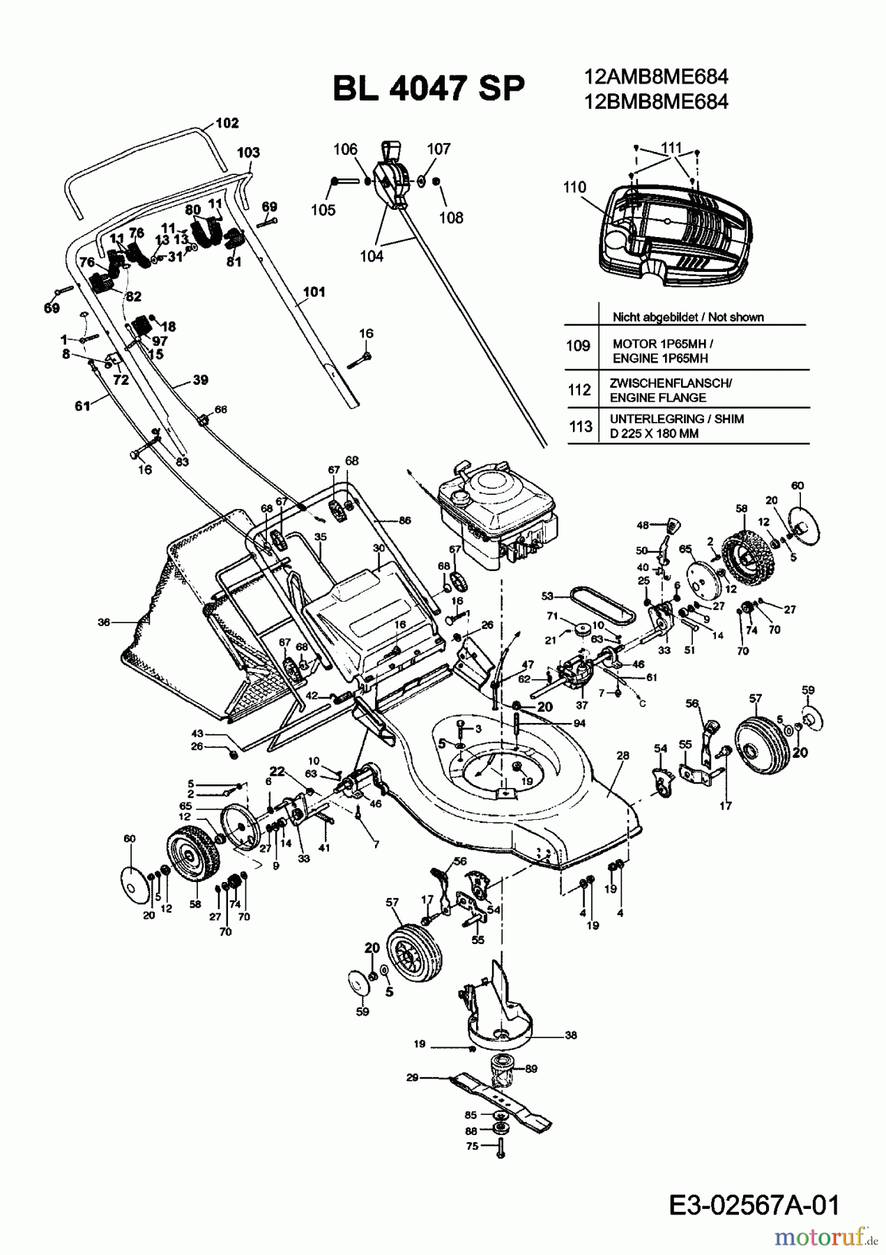  Bolens ältere Modelle Motormäher mit Antrieb BL 4047 SP 12AMB8ME684  (2006) Grundgerät
