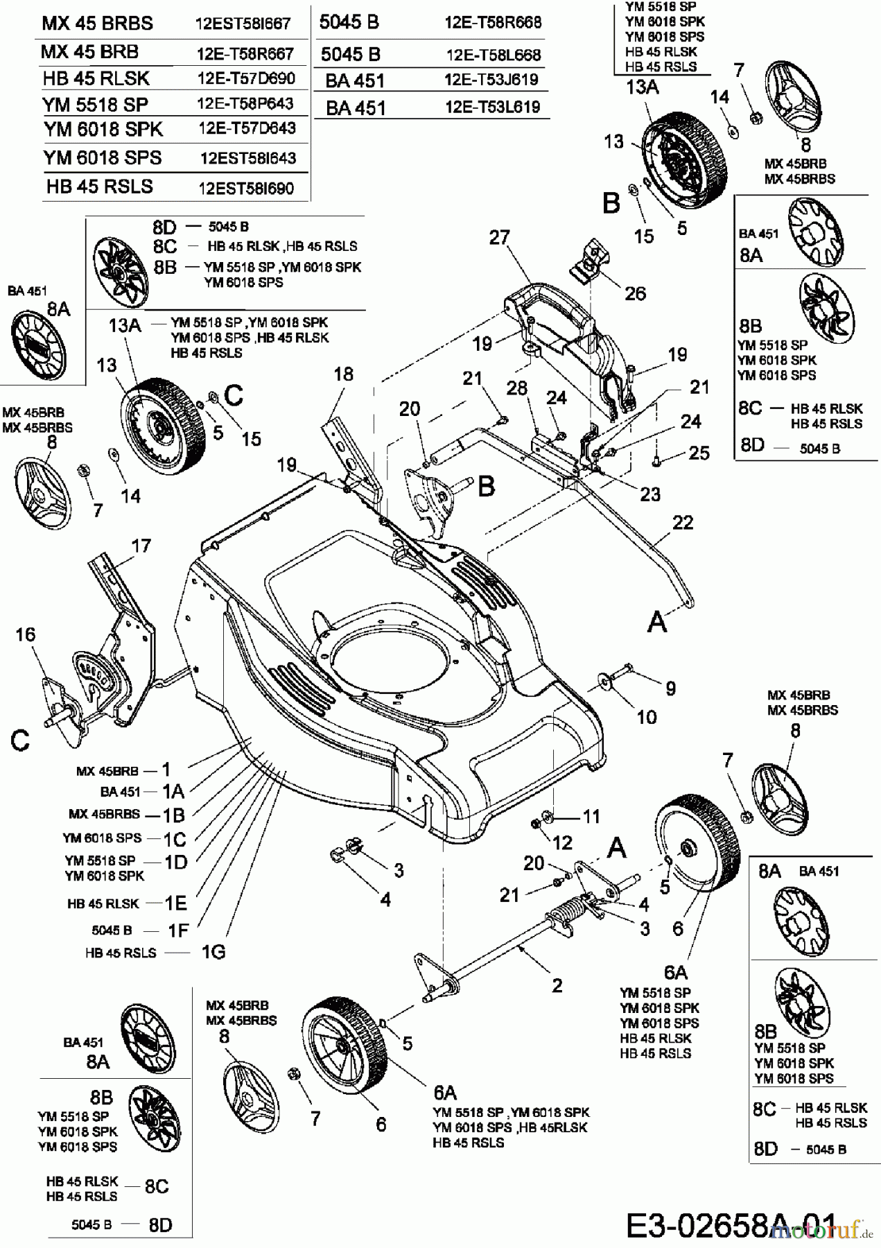  Merox Motormäher mit Antrieb MX 45 BRBS 12EST58I667  (2006) Räder, Schnitthöhenverstellung