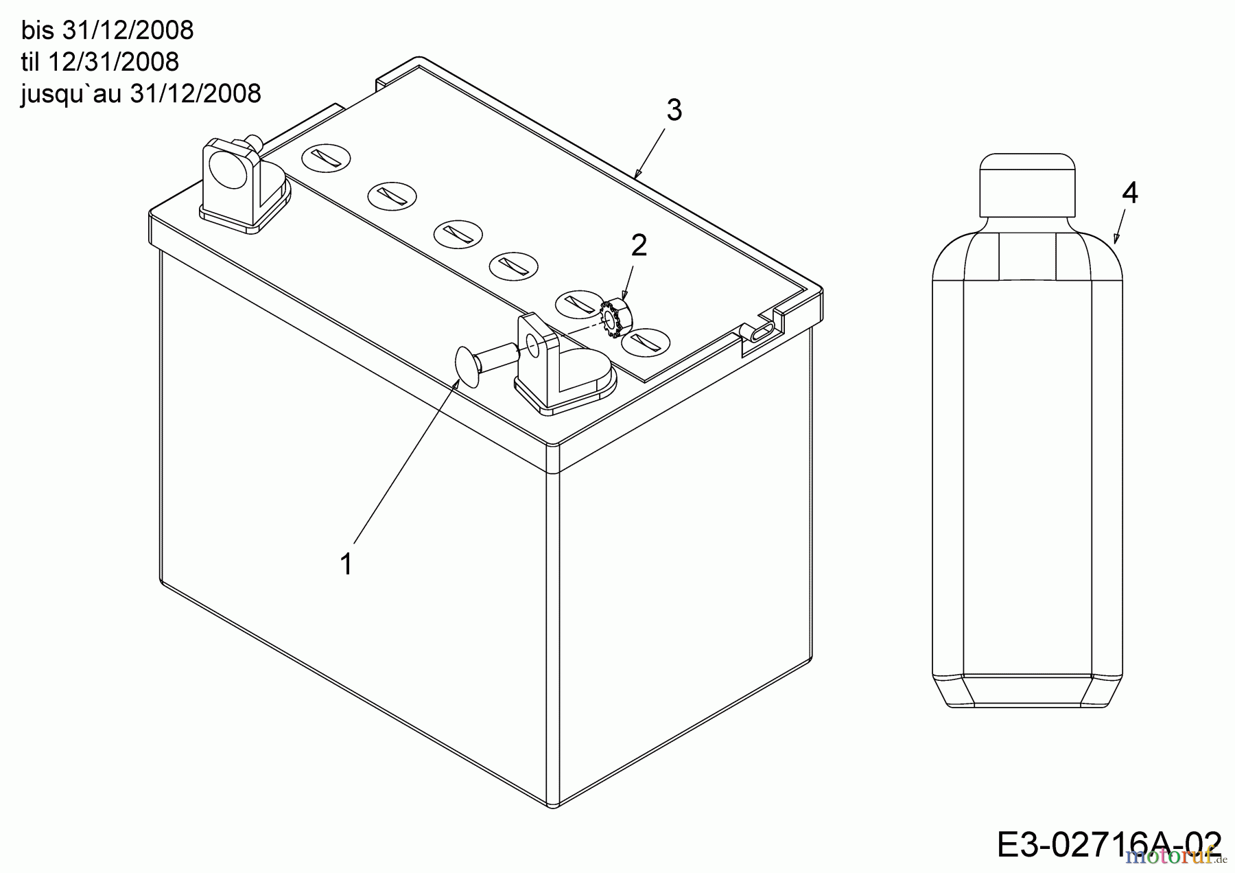  Black Edition Rasentraktoren 180-107 13AT777G615  (2009) Batterie bis 31/12/2008