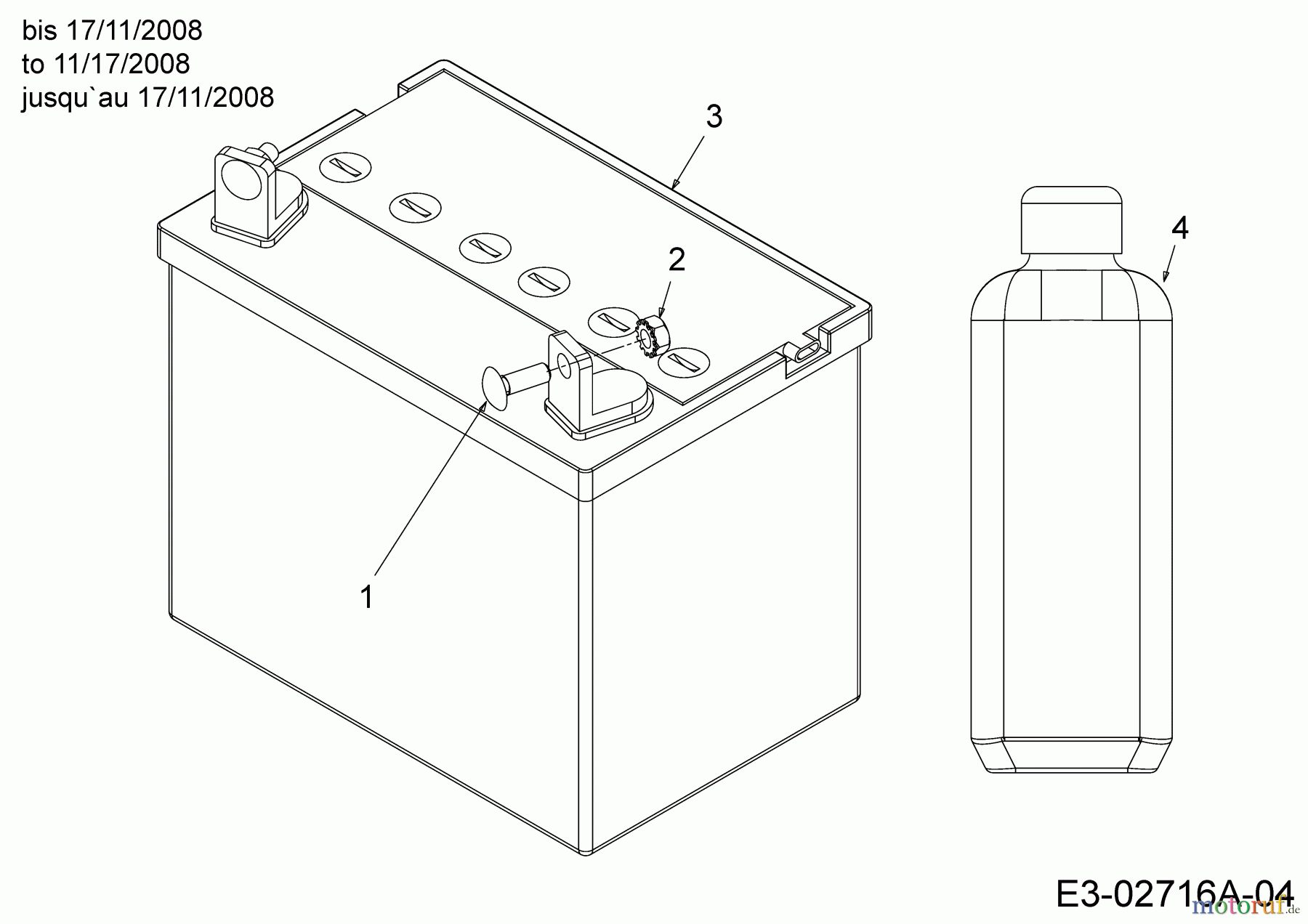  MTD Rasentraktoren Rasentrac 107 H 13AT793G626  (2009) Batterie bis 17/11/2008