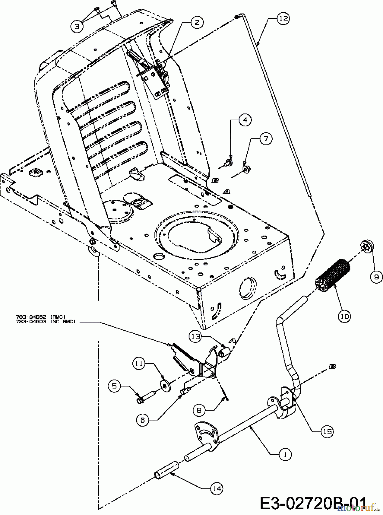  Bolens Rasentraktoren BL 200/107 H 13A7791G684  (2007) Geschwindigkeitsregelung, Pedale