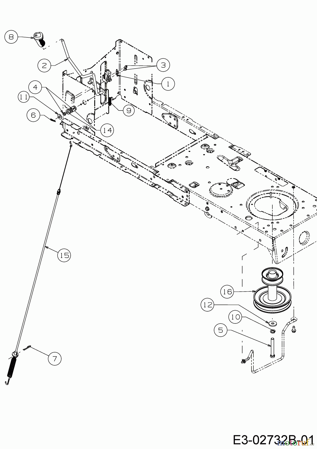  Efco Rasentraktoren Formula 97/13.5 T 13AH779F637  (2007) Mähwerkseinschaltung, Motorkeilriemenscheibe