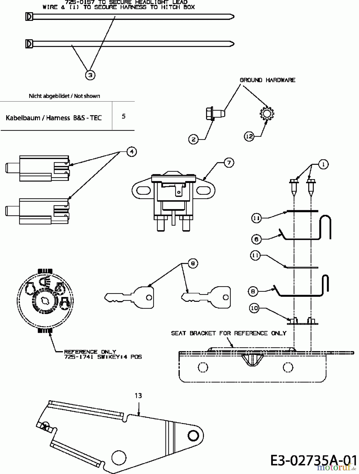  MTD Rasentraktoren RS 125/96 13A1762F600  (2006) Elektroteile