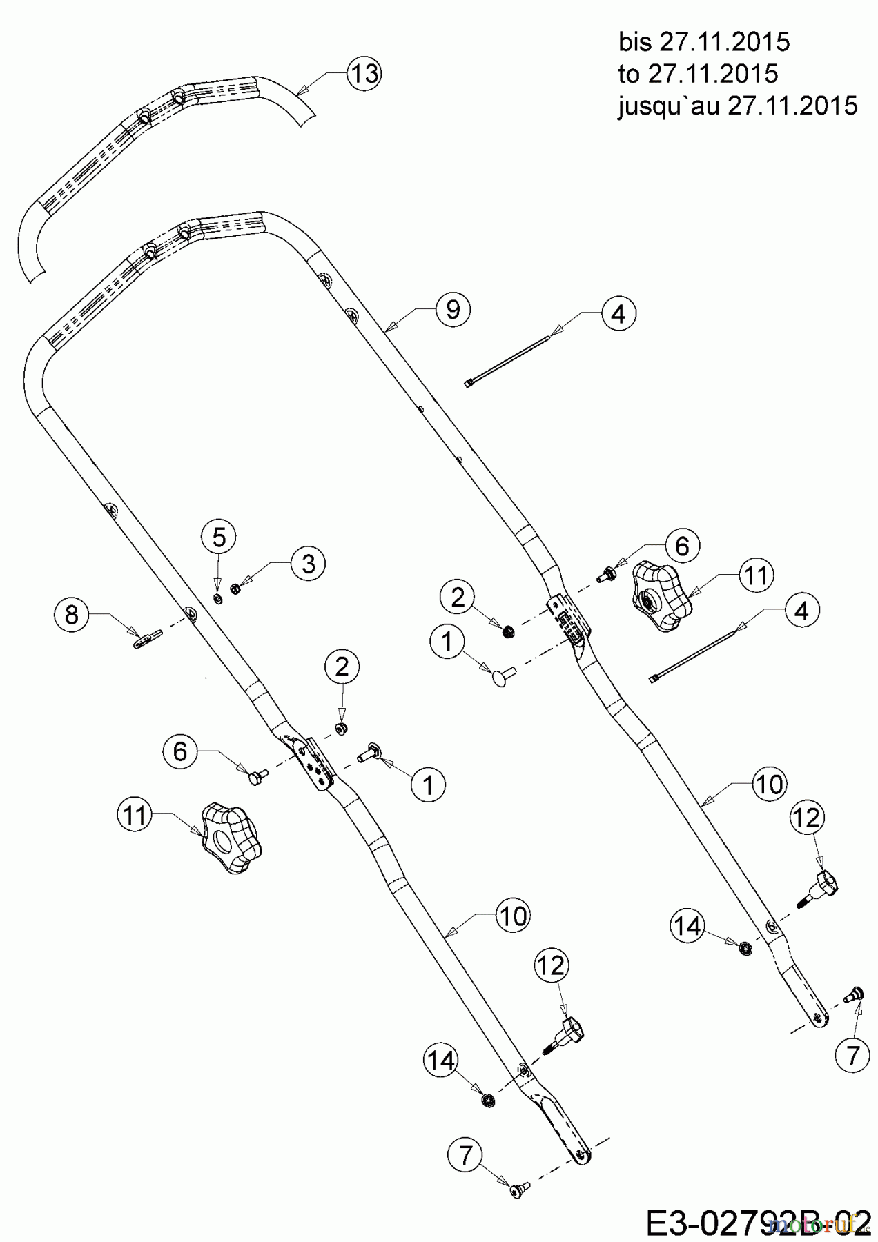 Mr.Gardener Motormäher mit Antrieb HW 53 BAV-IS 12AGPN7E629  (2016) Holm bis 27.11.2015